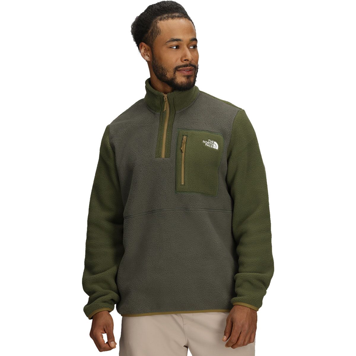 Image of The North Face Yumiori 1/4-Zip Jacket - Men's New Taupe Green/Woodland Green, XL