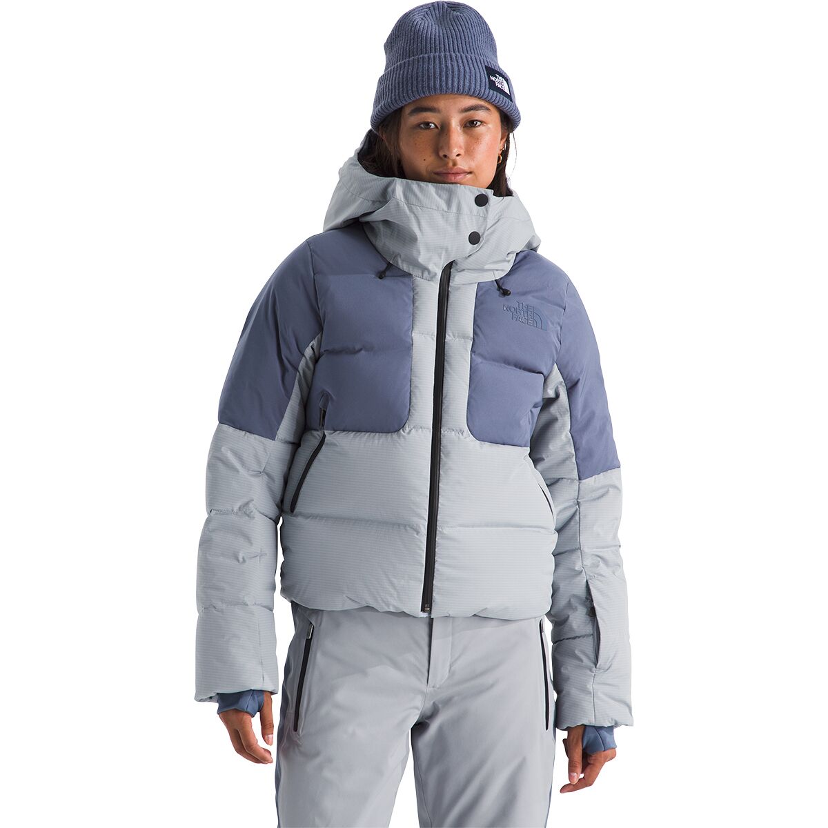 Image of The North Face Cold Spell Cropped Down Jacket - Women's Blue Flax/Twilight Galaxy, L