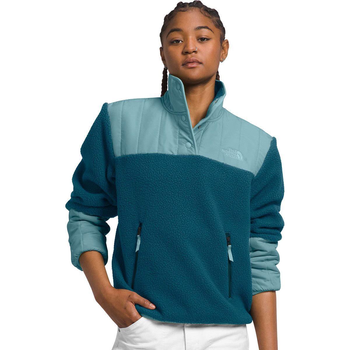 Image of The North Face Cragmont 1/4-Snap Fleece Pullover - Women's Midnight Petrol/Algae Blue, S