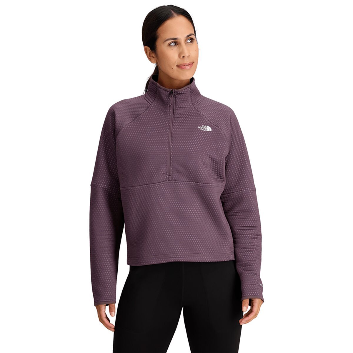 Image of The North Face Dotknit Thermal 1/4-Zip Pullover Sweatshirt - Women's Midnight Mauve, S