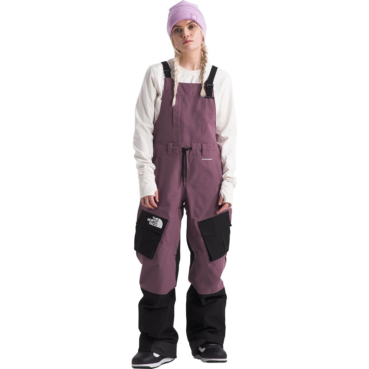 Image of The North Face Dragline Bib Pant - Women's Midnight Mauve/TNF Black, L/Reg