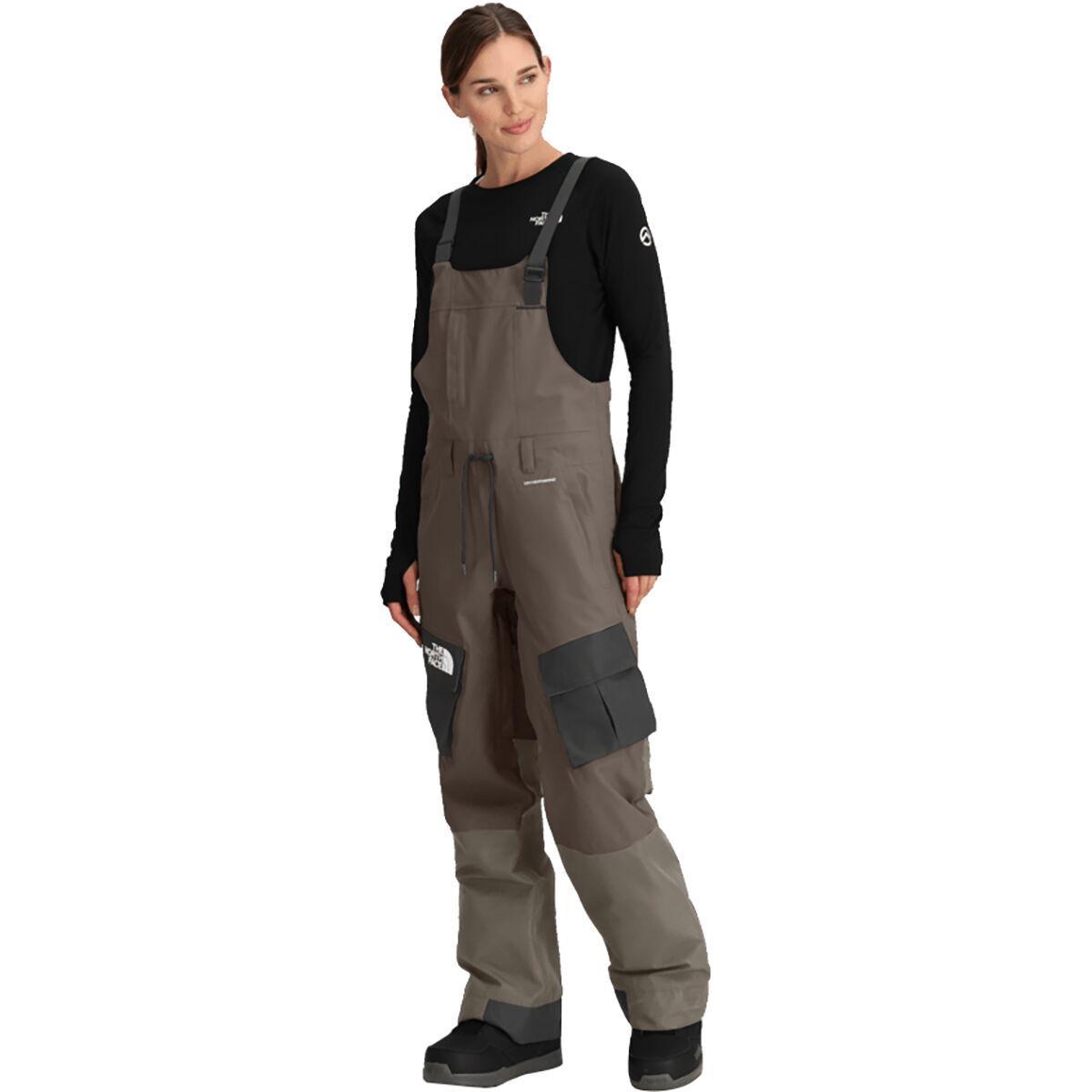 Image of The North Face Dragline Bib Pant - Women's TNF Black/Smokey Brown/Mocha Brown, L/Reg