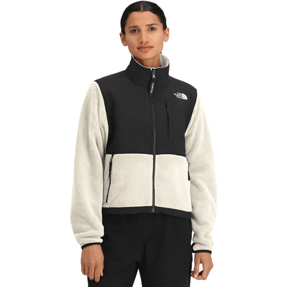 Image of The North Face Retro Denali Jacket - Women's White Dune/TNF Black, L
