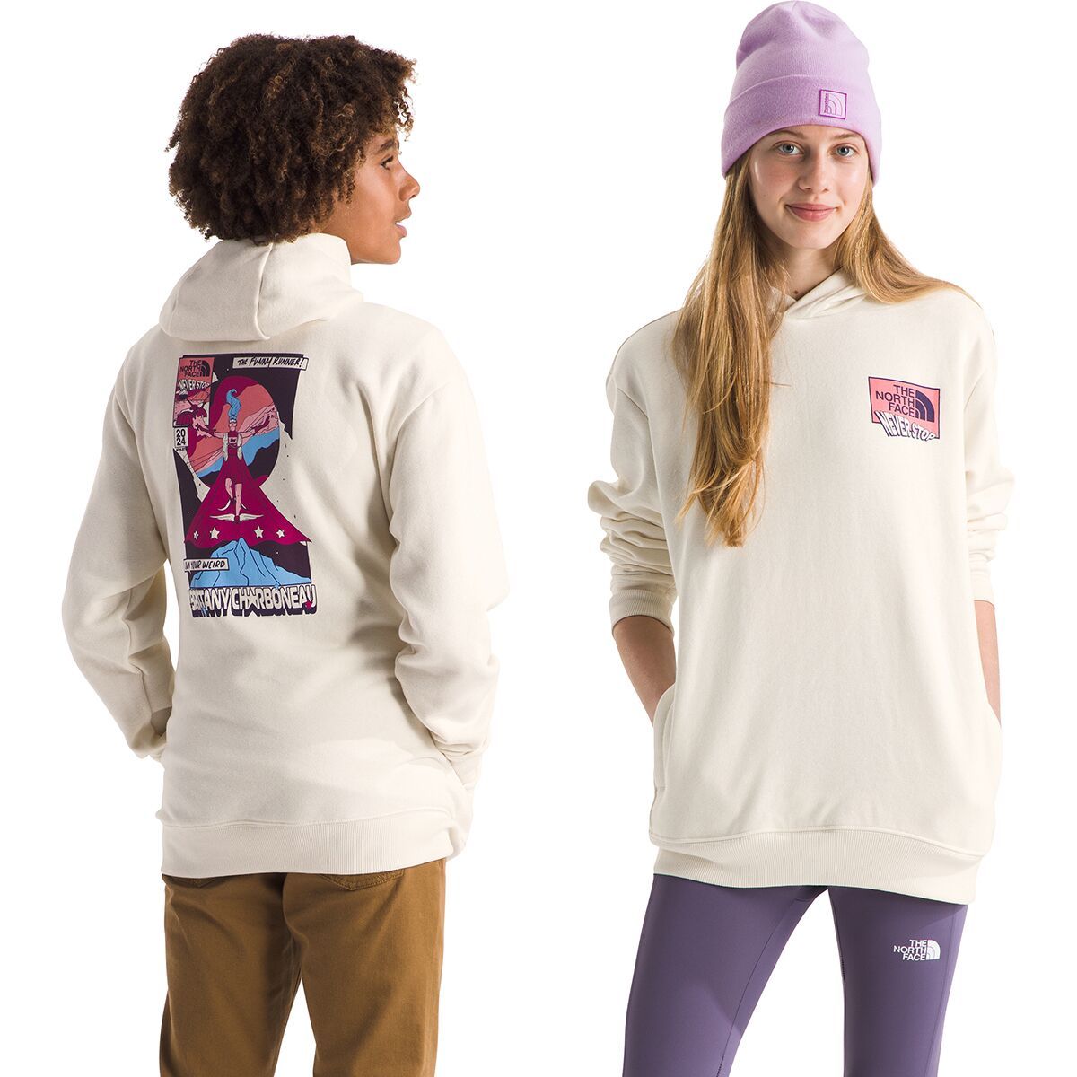 Image of The North Face Athletes Camp Fleece Pullover Hoodie - Kids' White Dune/TNF Athletes, S