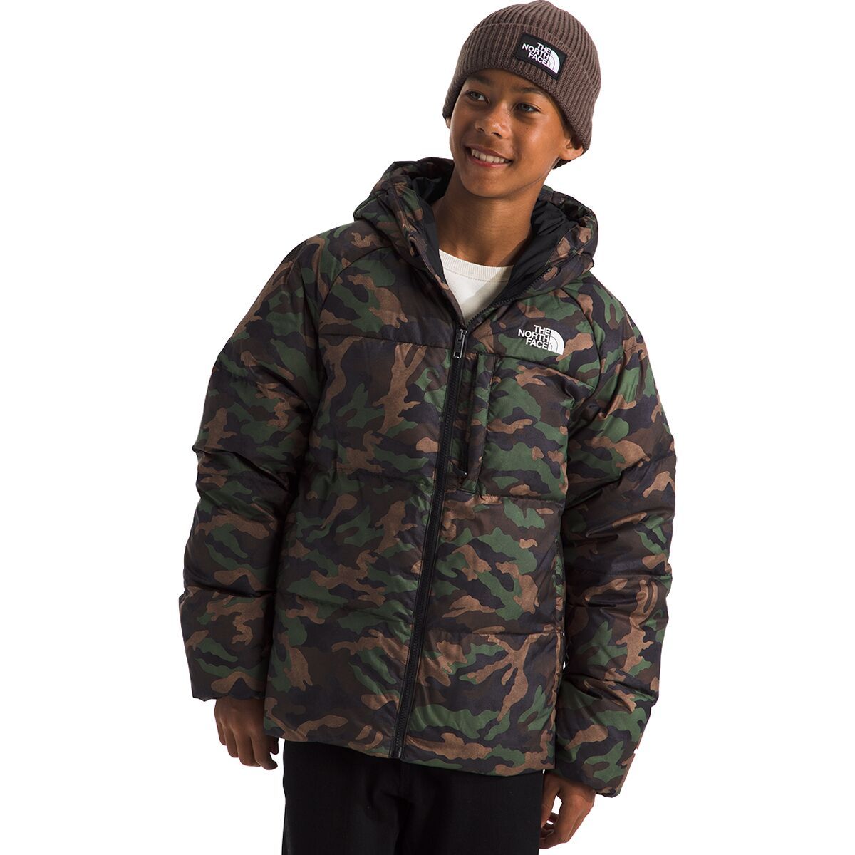 The North Face North Down Hooded Jacket - Boys' TNF Black TNF Camo Small Print, L