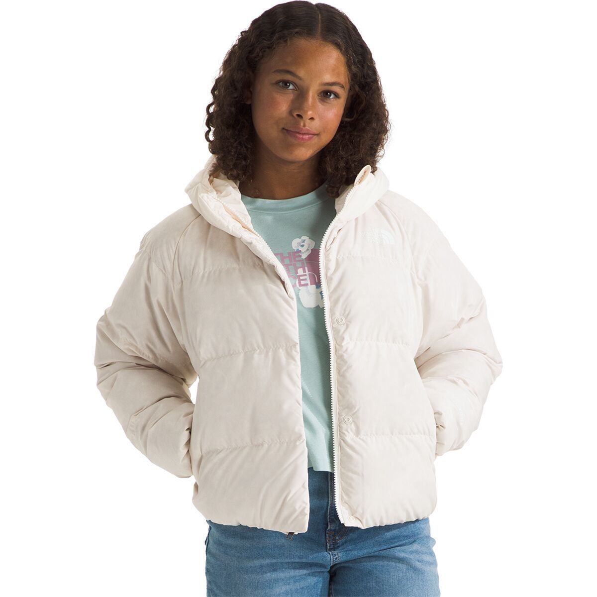 Image of The North Face North Down Hooded Jacket - Girls' White Dune, L