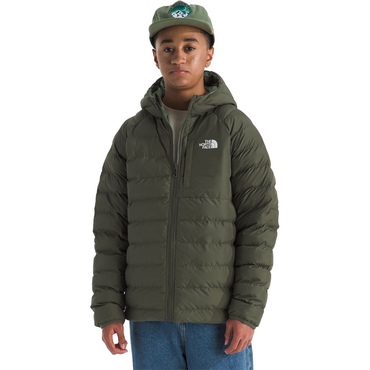Image of The North Face Reversible Perrito Hooded Jacket - Boys' New Taupe Green, XS