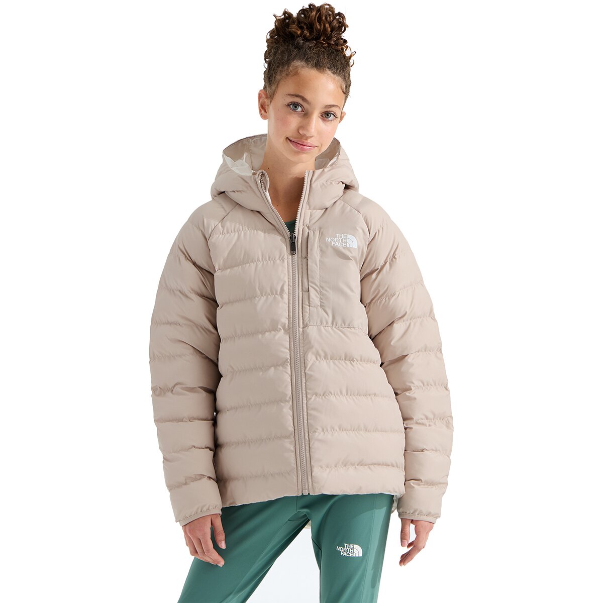 Image of The North Face Reversible Perrito Hooded Jacket - Girls' Timeless Taupe, XXL