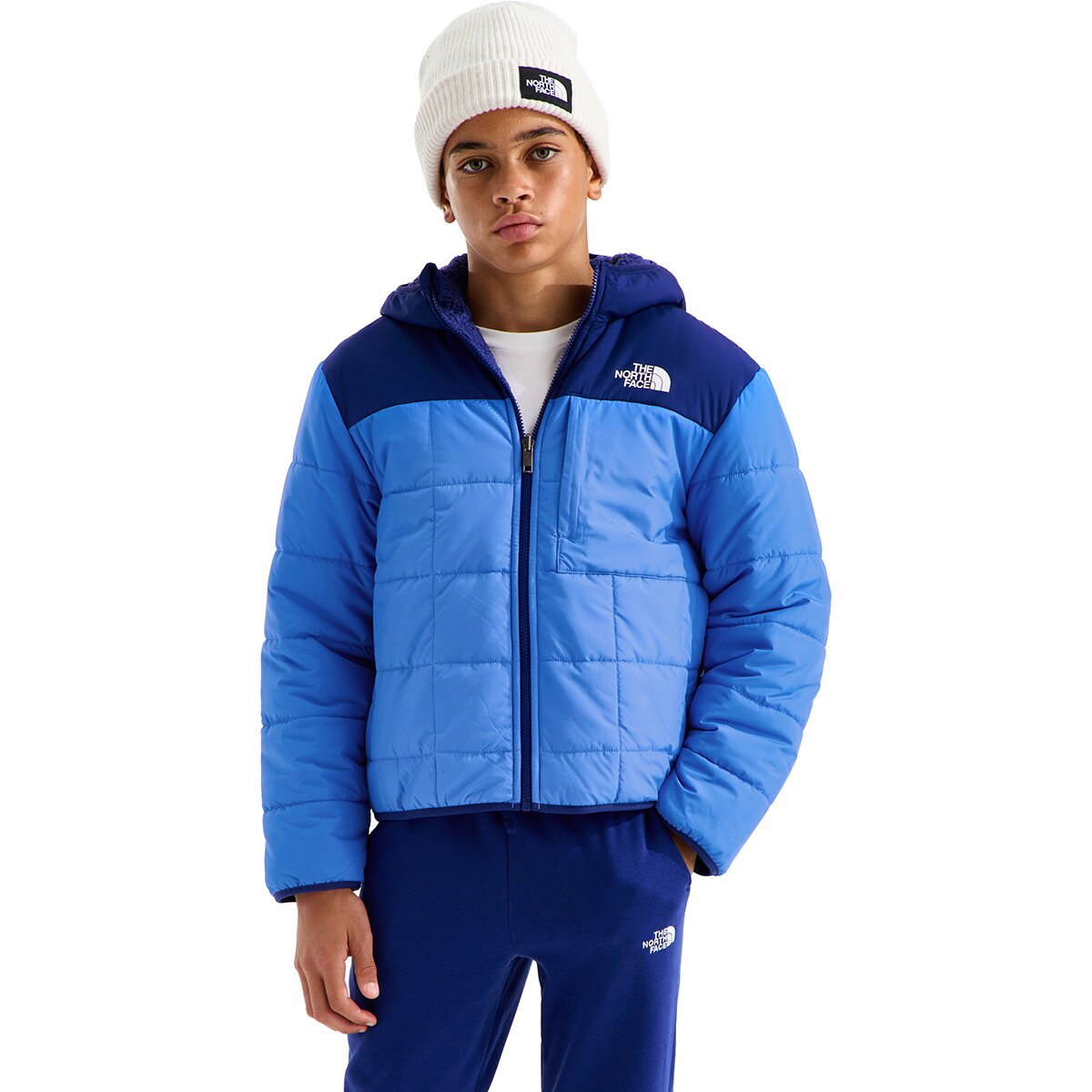 Image of The North Face Reversible Shasta Full-Zip Hooded Jacket - Boys' Active Blue/Bold Blue, S