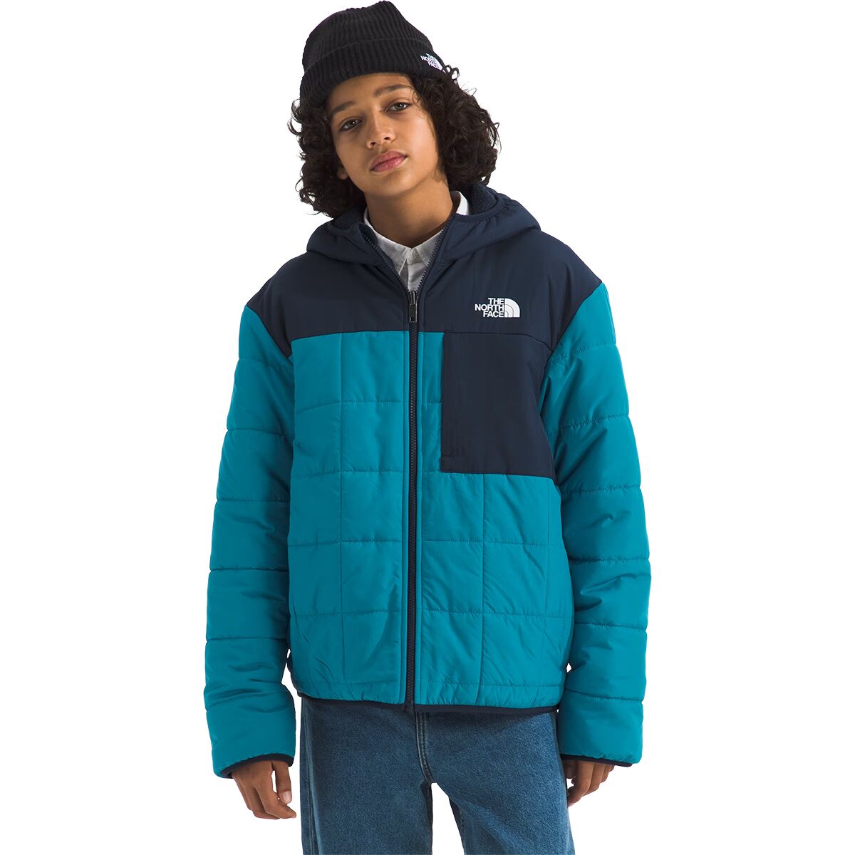 Image of The North Face Reversible Shasta Full-Zip Hooded Jacket - Boys' Dusk Blue/Summit Navy, XXL