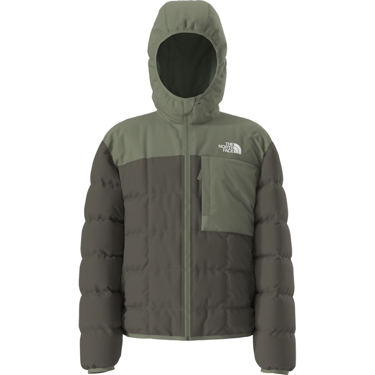 Image of The North Face Reversible Shasta Full-Zip Hooded Jacket - Boys' New Taupe Green/Bark Mist, L