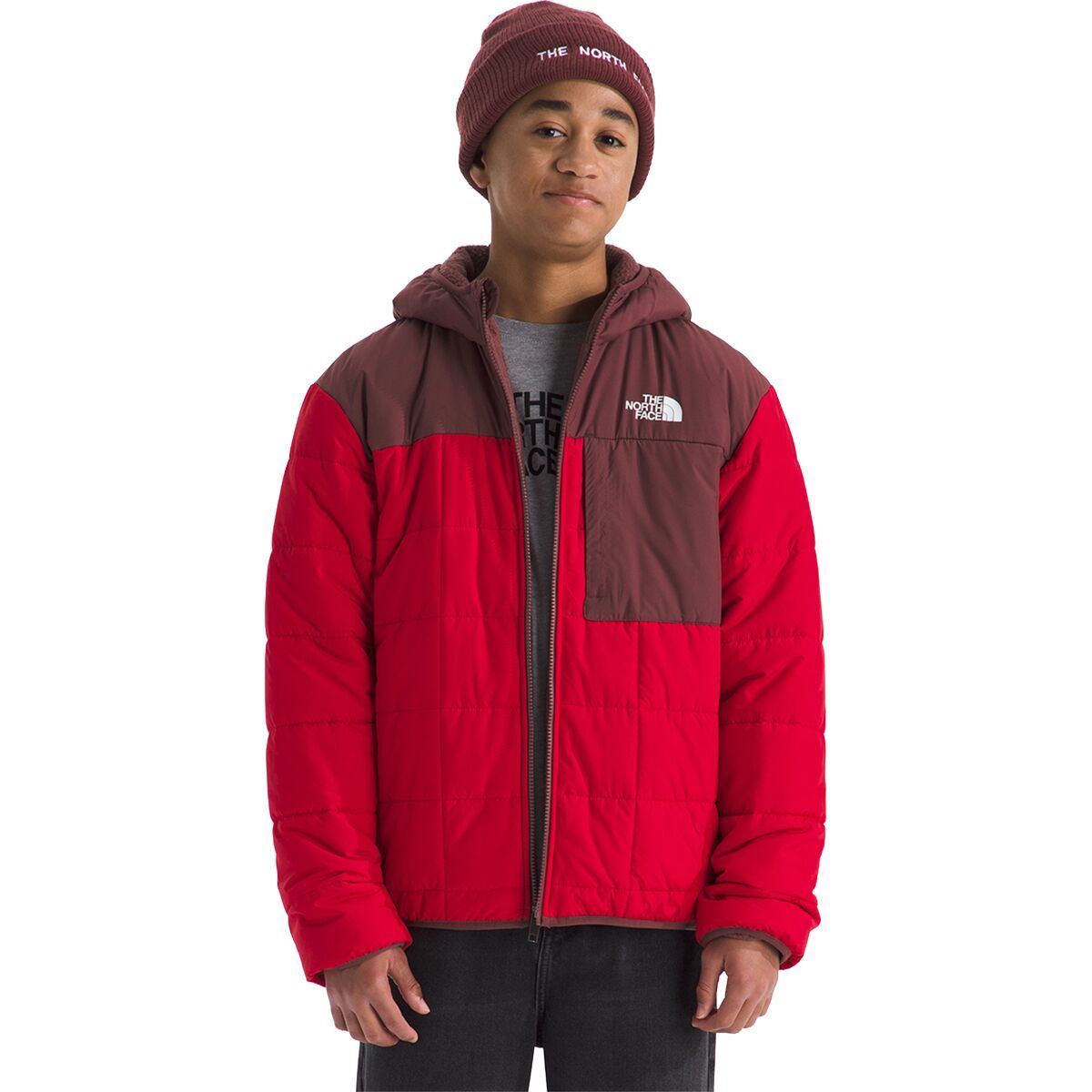 Image of The North Face Reversible Shasta Full-Zip Hooded Jacket - Boys' TNF Red/Sumac, S
