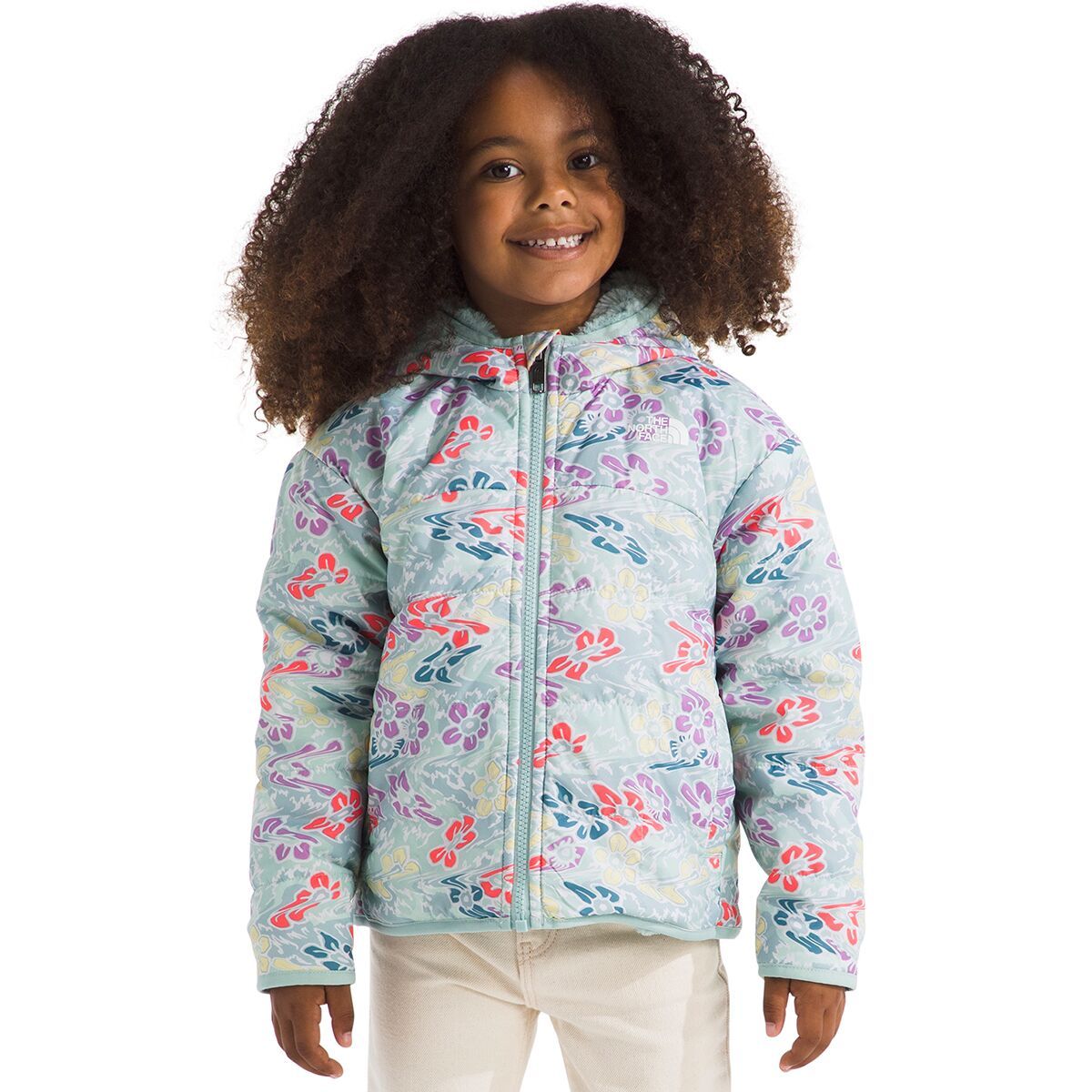 Image of The North Face Reversible Shasta Full-Zip Hooded Jacket - Toddler Girls' Muted Pine Folk Floral Tossed Print, 3T