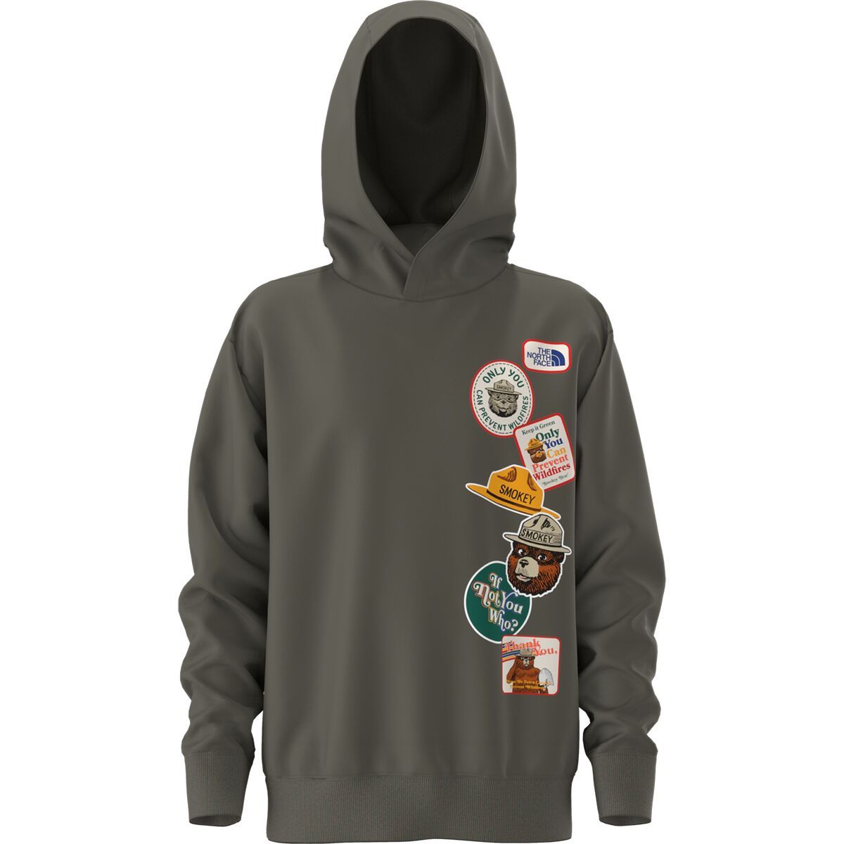Image of The North Face Smokey Camp Fleece Pullover Hoodie - Kids' New Taupe Green/Smokey Bear, M