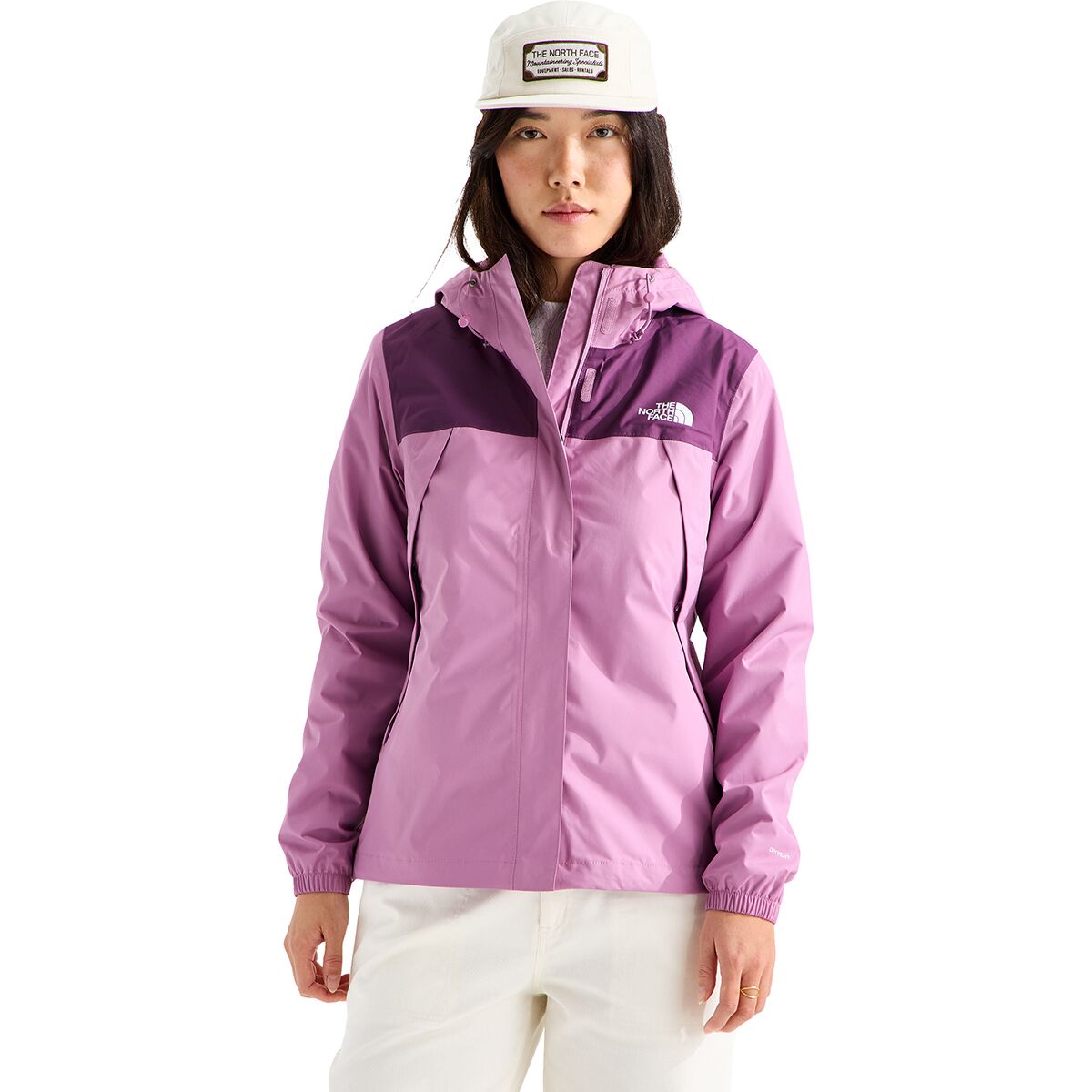 Image of The North Face Antora Rain Jacket - Women's Hushed Lavender/Chroma Purple, XS