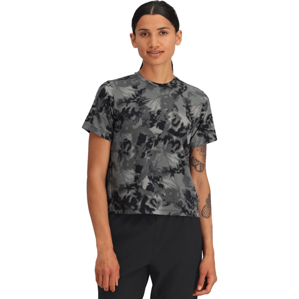 Image of The North Face Dune Sky Short-Sleeve Shirt - Women's TNF Black Lux Print, S