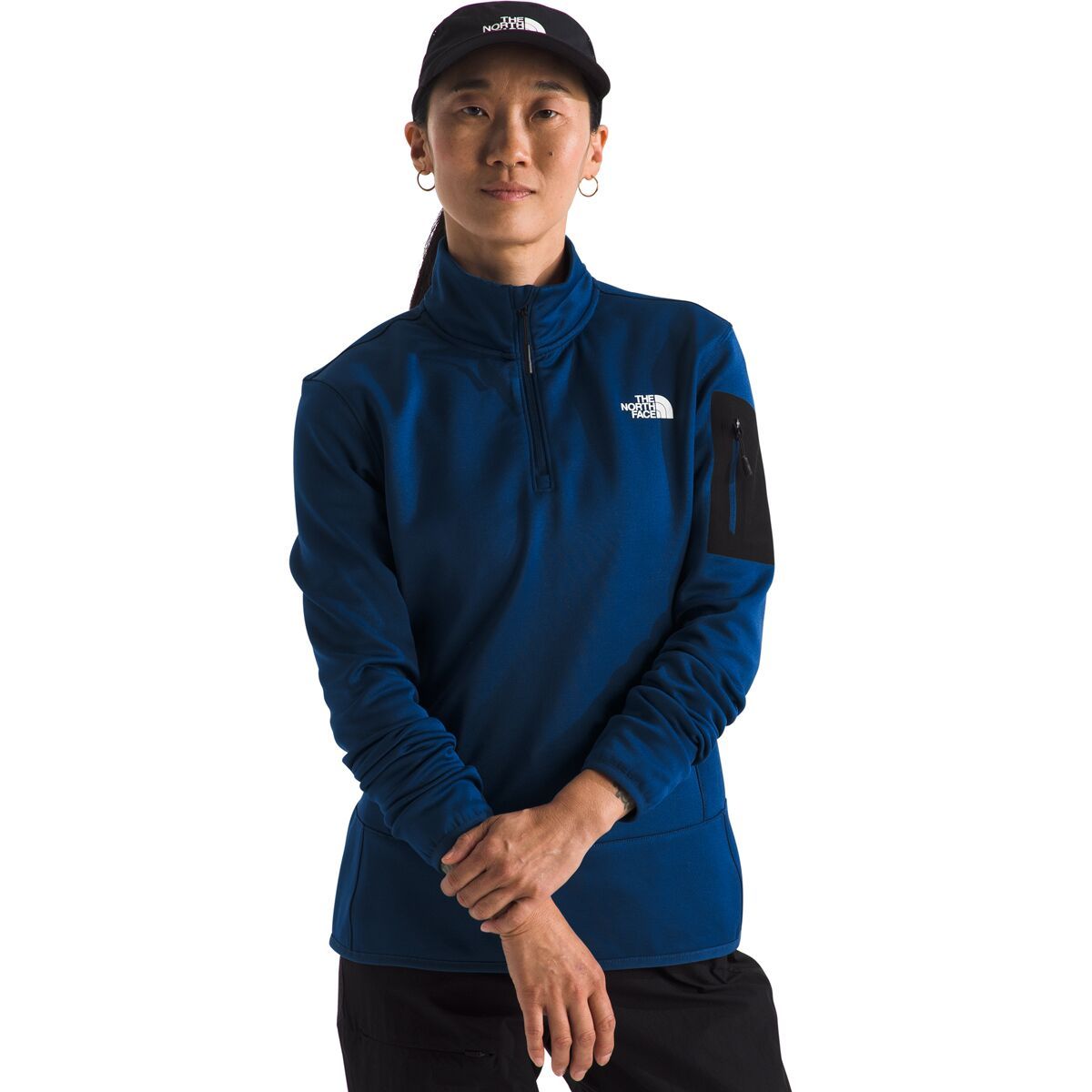 Image of The North Face Mistyescape 1/4-Zip Fleece Jacket - Women's Estate Blue/TNF Black, S