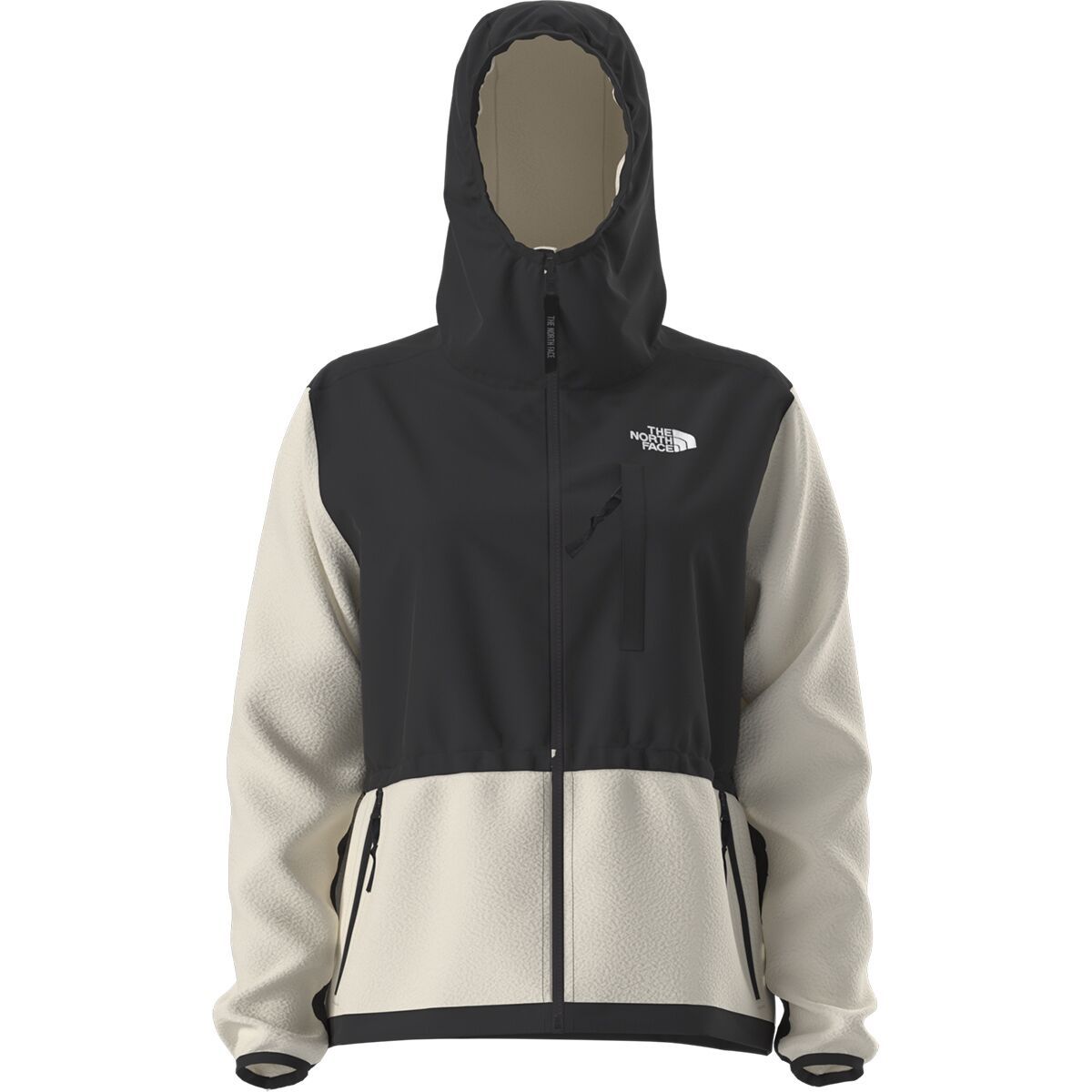 Image of The North Face Retro Denali Hoodie - Women's White Dune/TNF Black, 3XL
