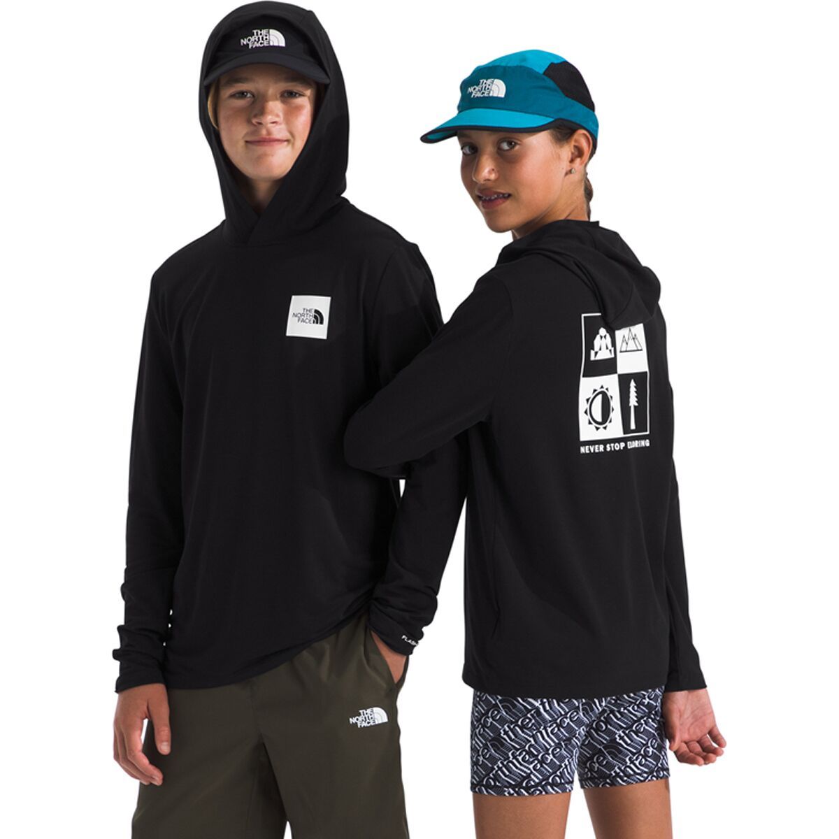 Image of The North Face Adventure Long-Sleeve Graphic Hoodie - Kids' TNF Black, L