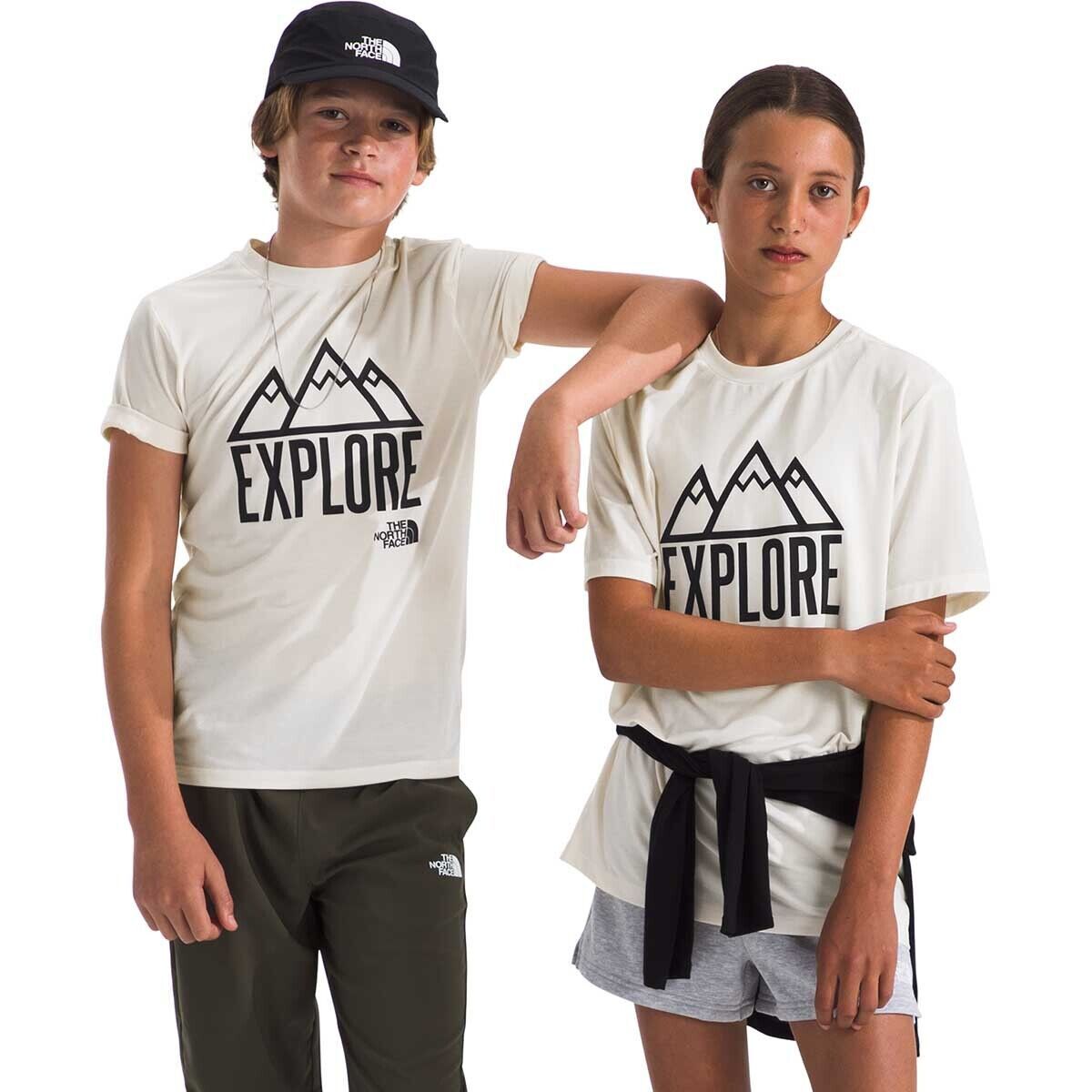 Image of The North Face Adventure Short-Sleeve Graphic T-Shirt - Kids' White Dune, L