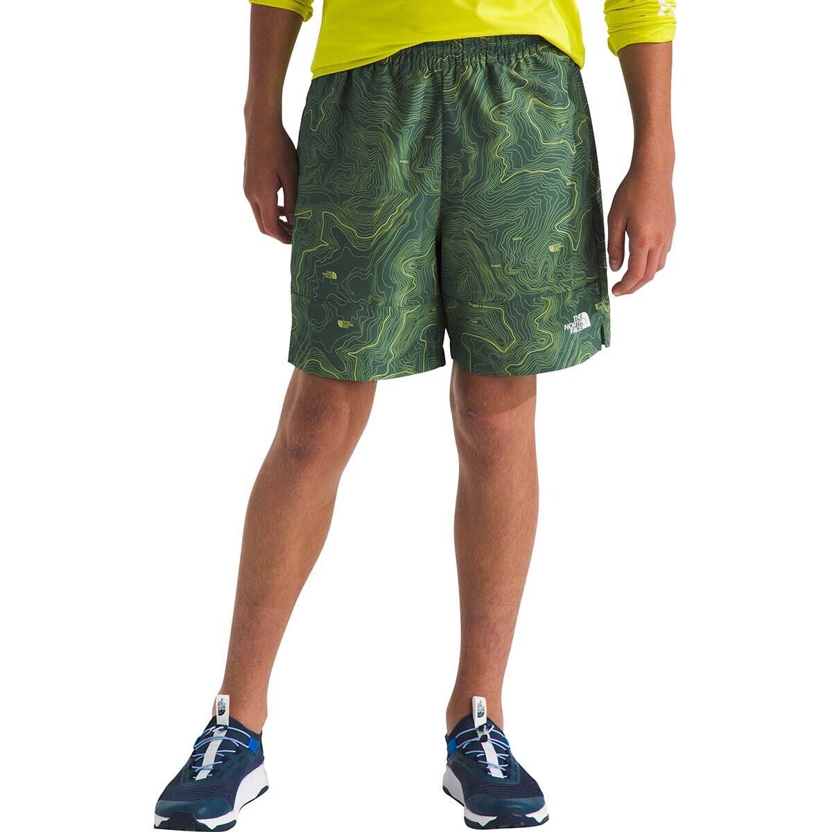 Image of The North Face Class V Pathfinder Pull-On Short - Boys' Duck Green TNF Topo Print, M