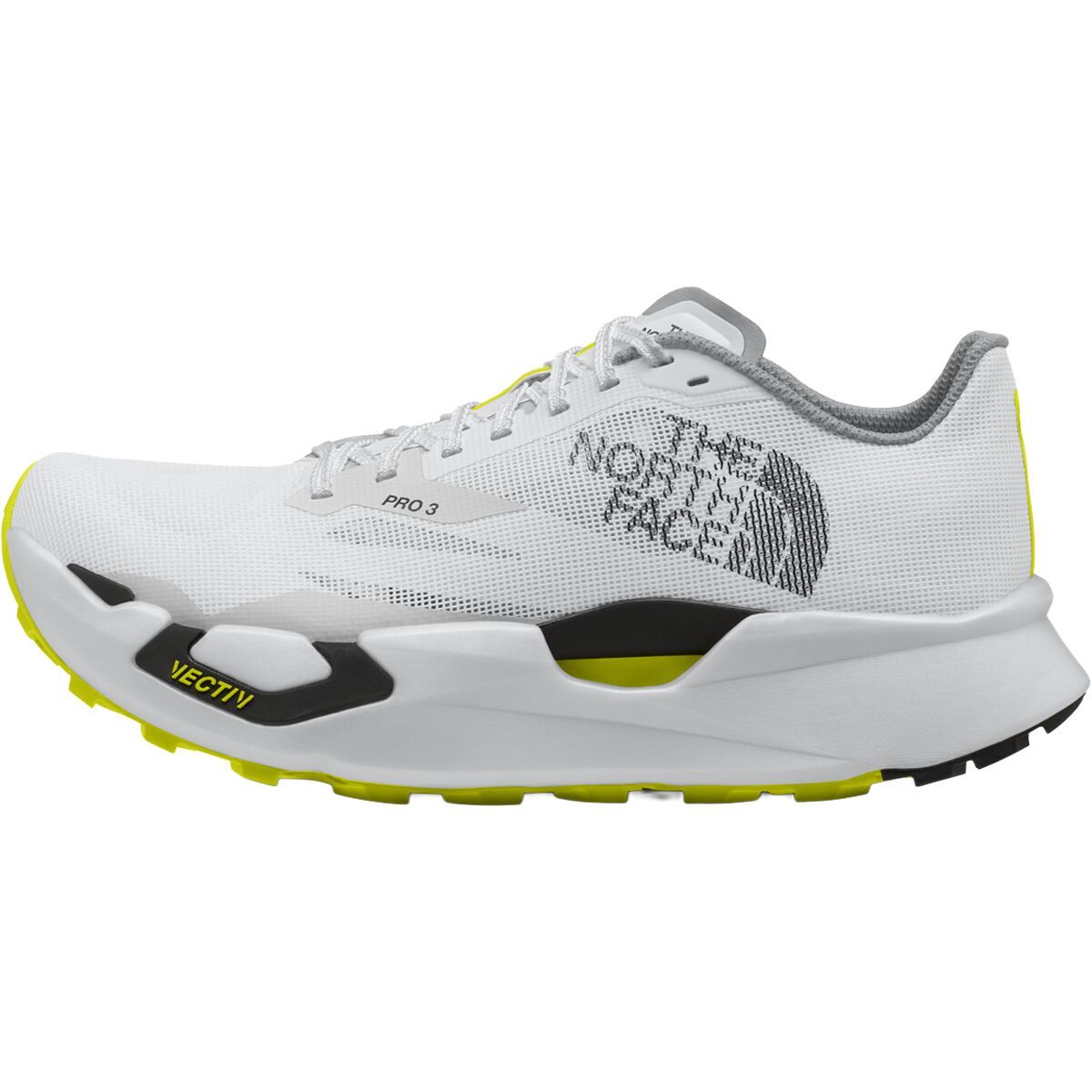 The North Face Summit Vectiv Pro 3 Trail Running Shoe White Ash/Sulphur Spring Green, Mens 5.5/Womens 7.0