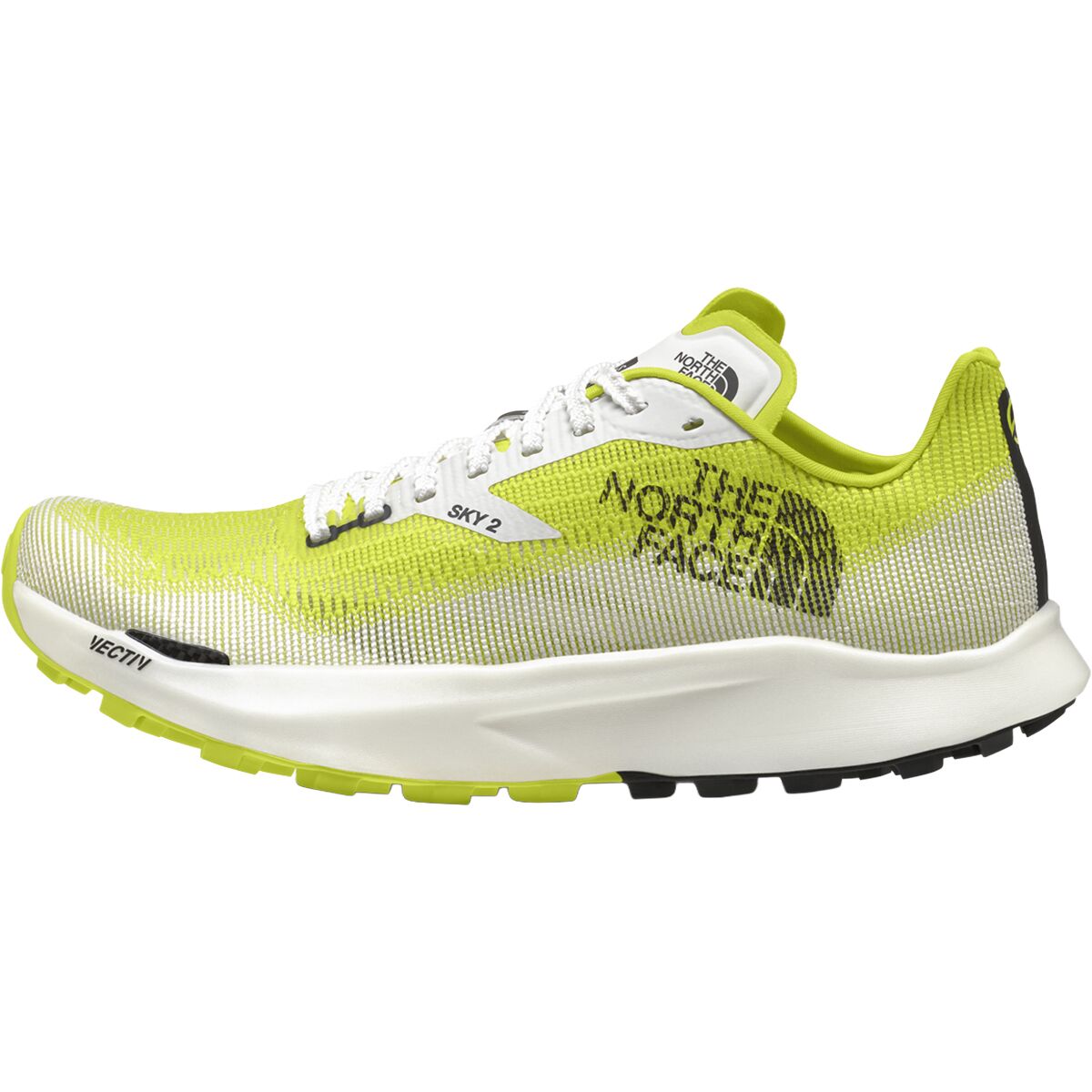 Image of The North Face Summit Vectiv Sky 2 Trail Running Shoe White Ash/Sulphur Spring Green, Mens 5.5/Womens 7.0