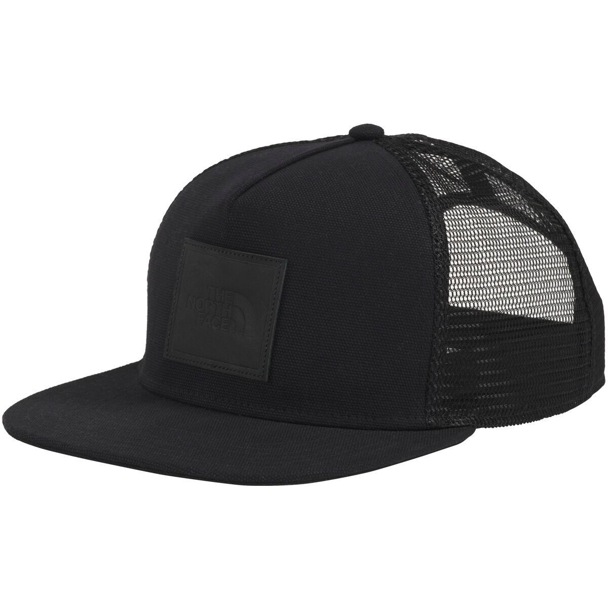 Image of The North Face Half Dome Trucker Hat TNF Black/Leather Patch, One Size
