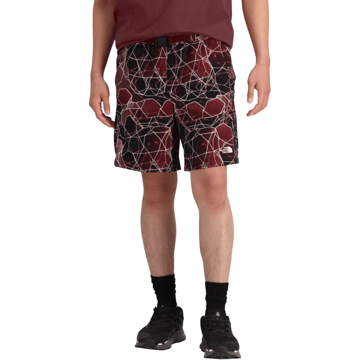 Image of The North Face Class V Pathfinder Belted 7in Short - Men's Sumac Oval Intention Print, S/Reg