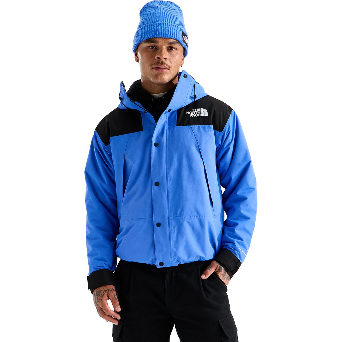 Image of The North Face DryVent Mono Mountain Jacket - Men's Active Blue/TNF Black, XXL