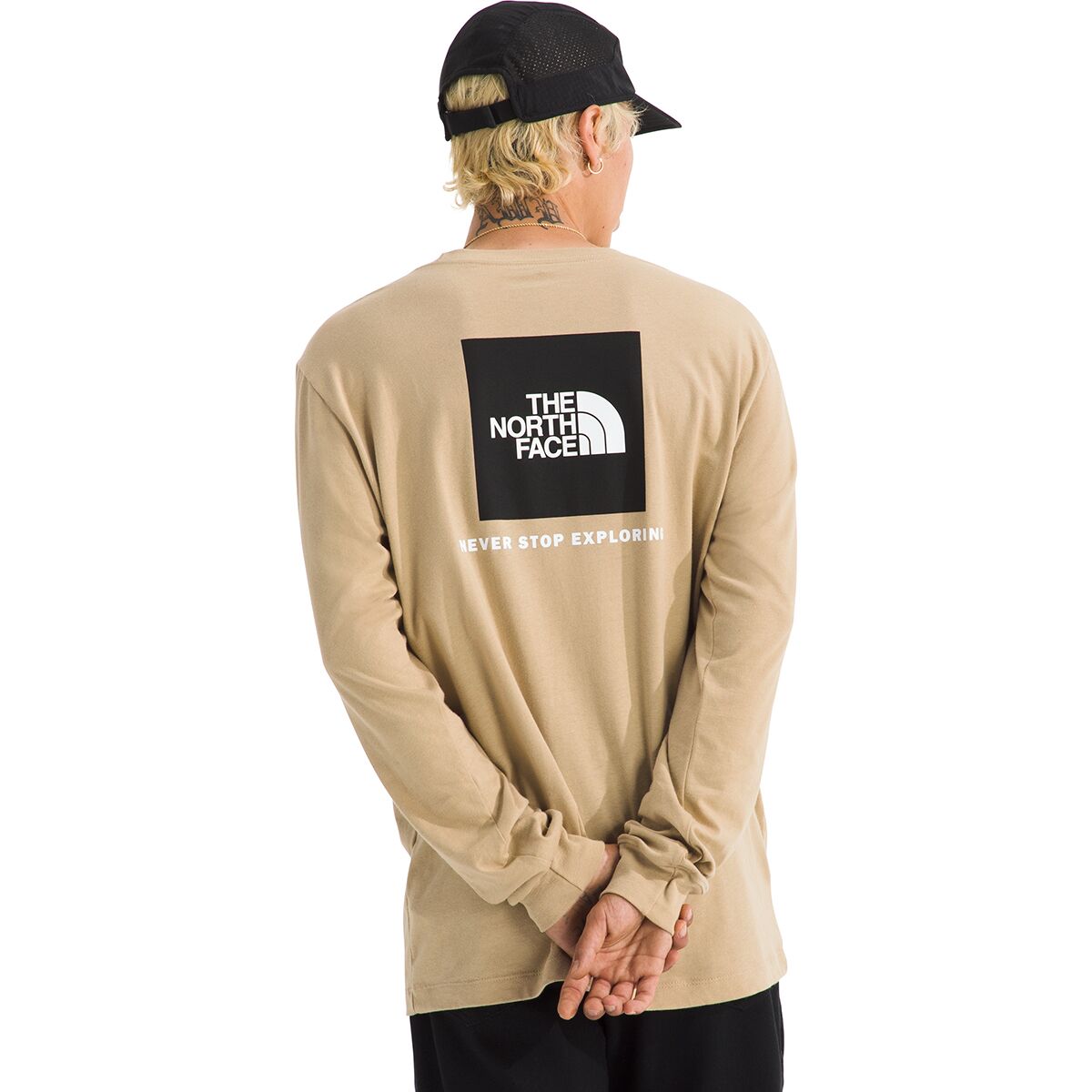 Image of The North Face Evolution Box NSE Long-Sleeve T-Shirt - Men's Khaki Stone, S