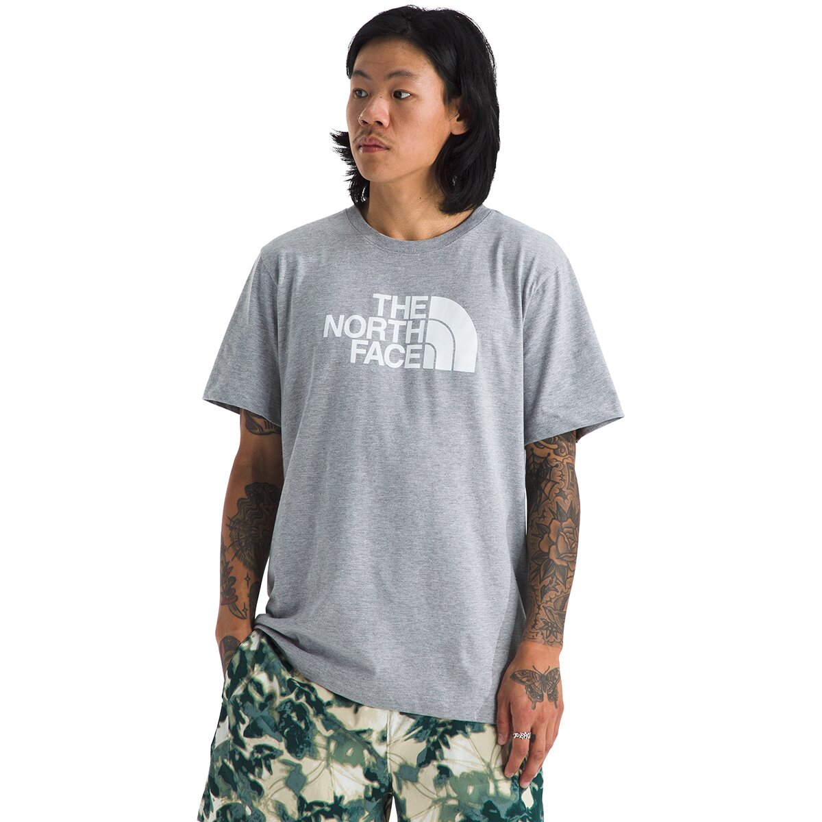Image of The North Face Short-Sleeve Core Half Dome T-Shirt - Men's TNF Pale Grey Heather/TNF White, M