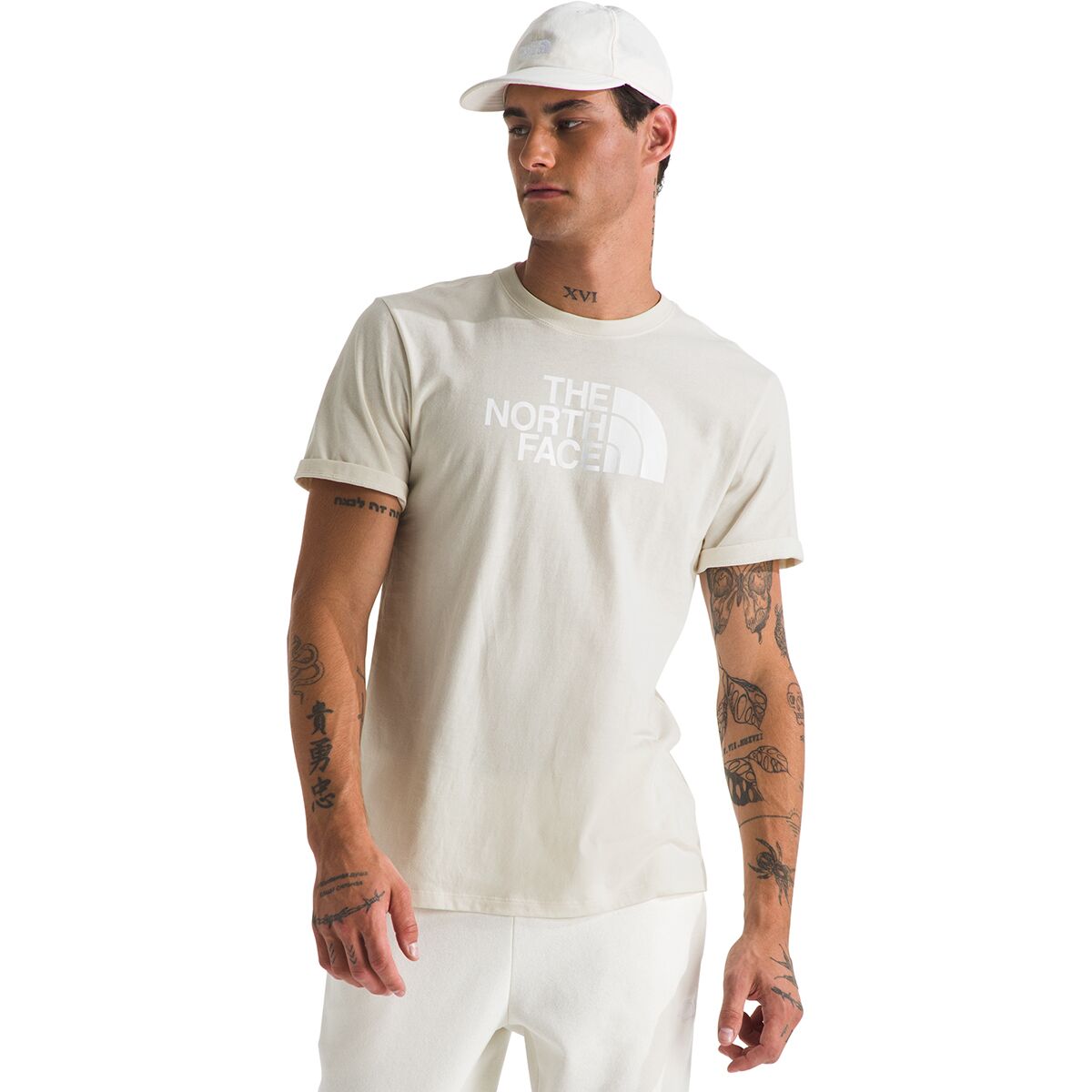Image of The North Face Short-Sleeve Core Half Dome T-Shirt - Men's White Dune/TNF White, S