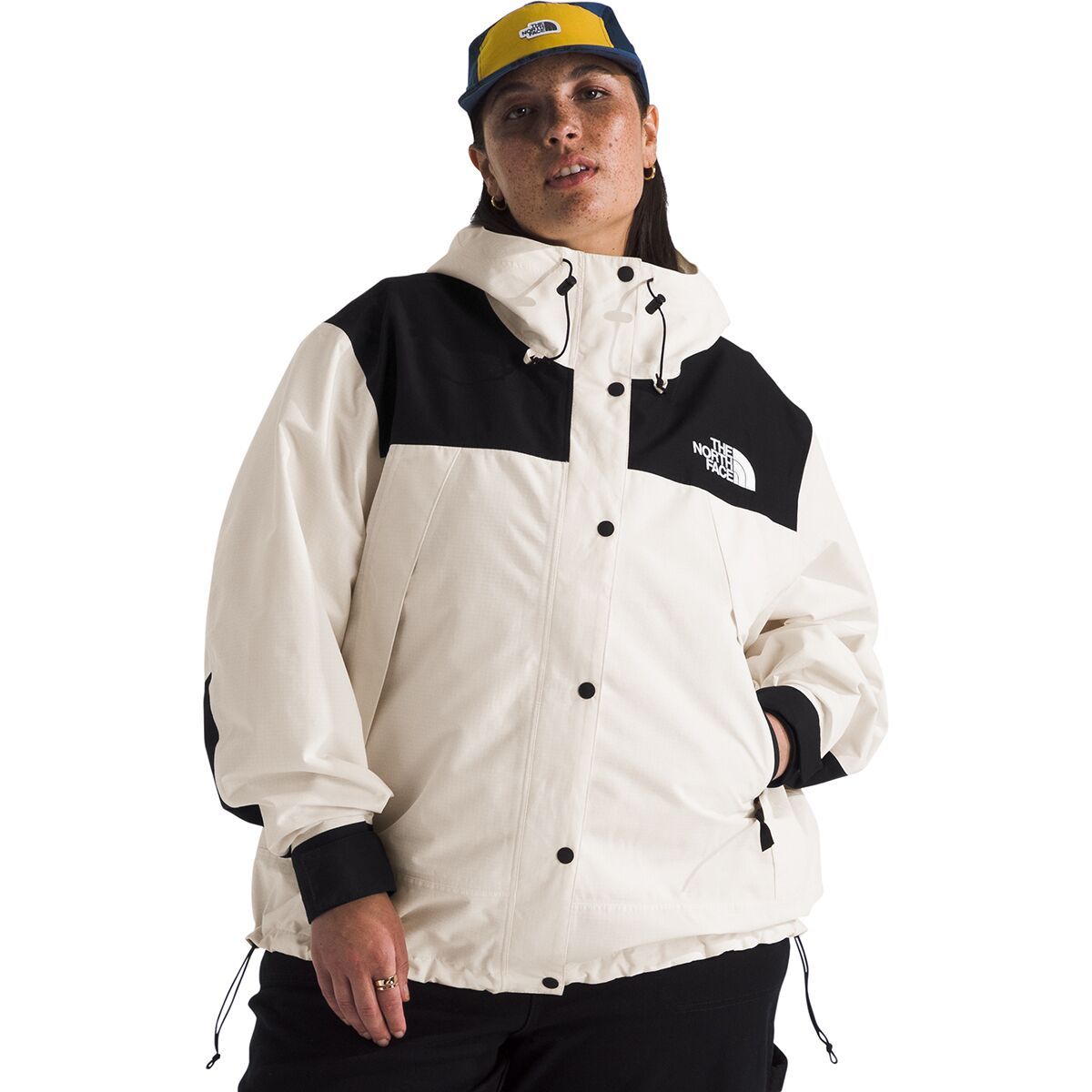 Image of The North Face DryVent Mono Mountain Plus Jacket - Women's White Dune/TNF Black, 2X