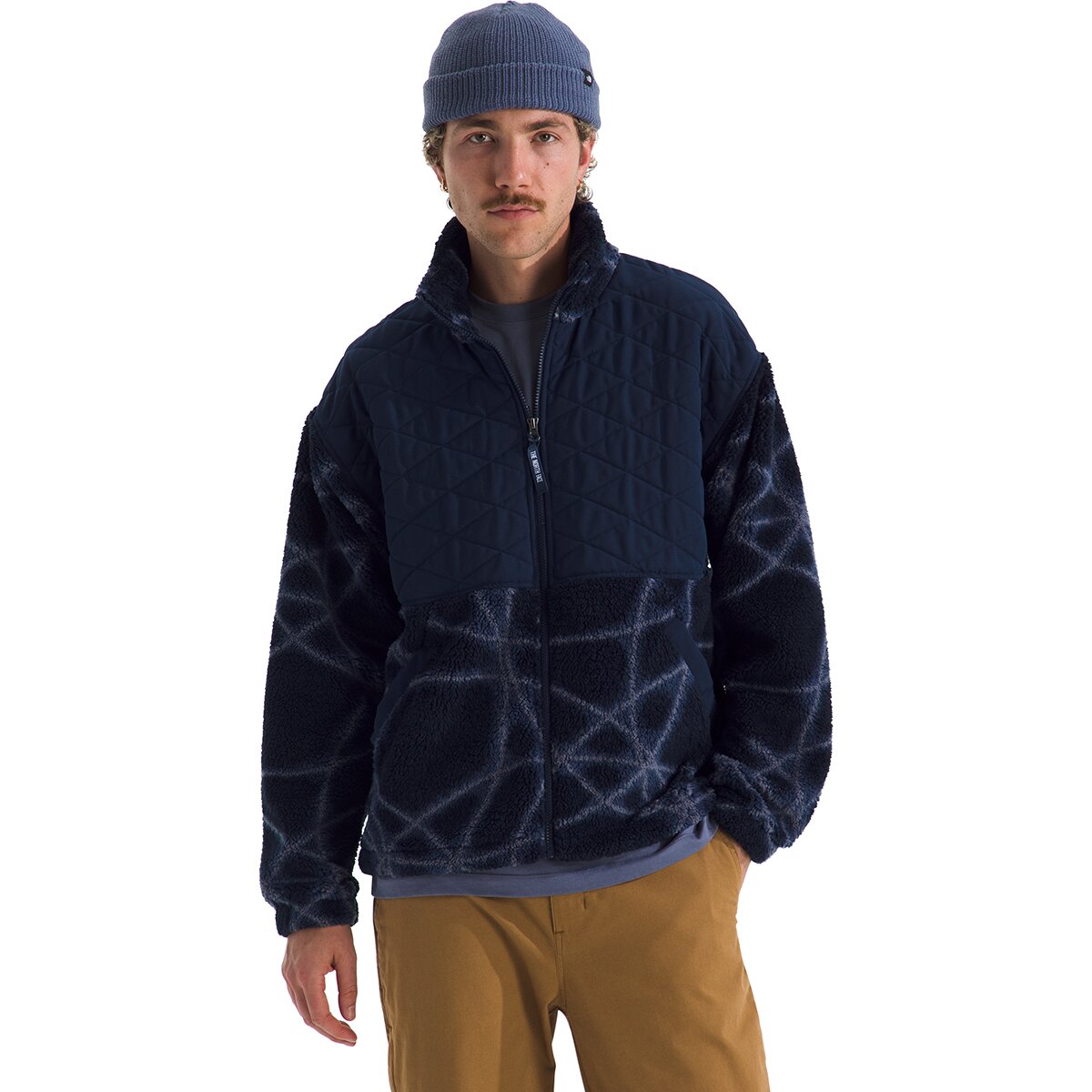 Image of The North Face Cabin Fleece Full-Zip Print Jacket - Men's Summit Navy Sun Halos Print, M