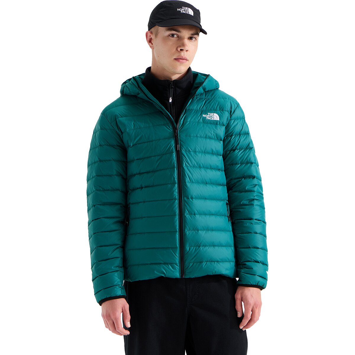 Image of The North Face Classic Down Hooded Jacket - Men's Pacific Teal, L
