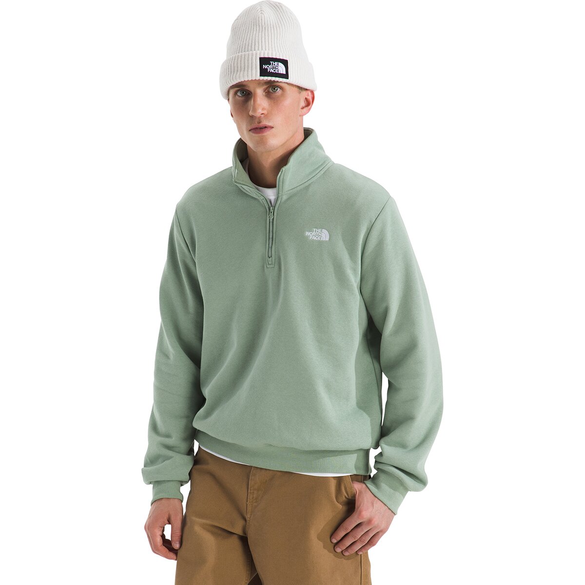 Image of The North Face Evolution Embroidered 1/4-Zip Pullover - Men's Slate Moss, L