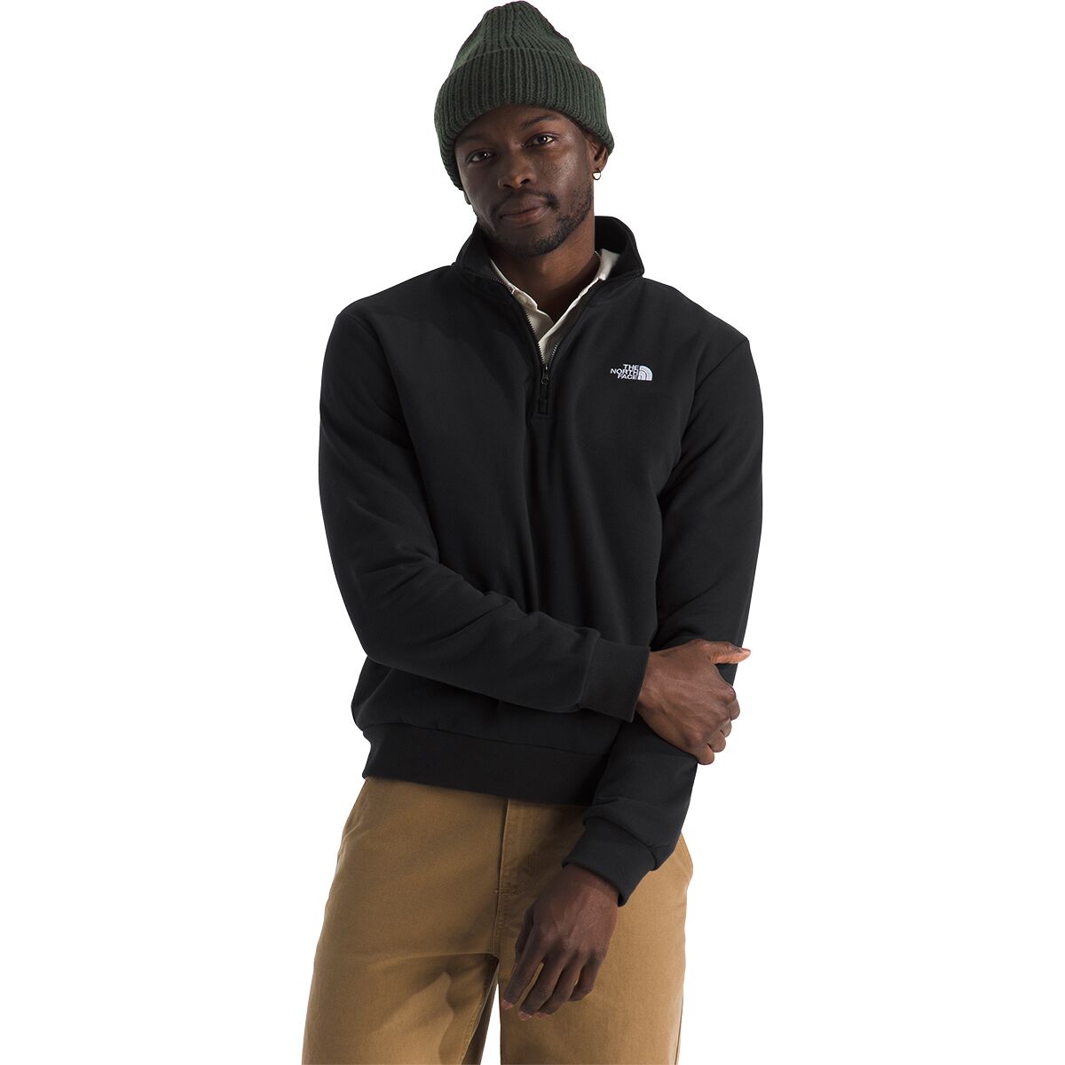 Image of The North Face Evolution Embroidered 1/4-Zip Pullover - Men's TNF Black, XS