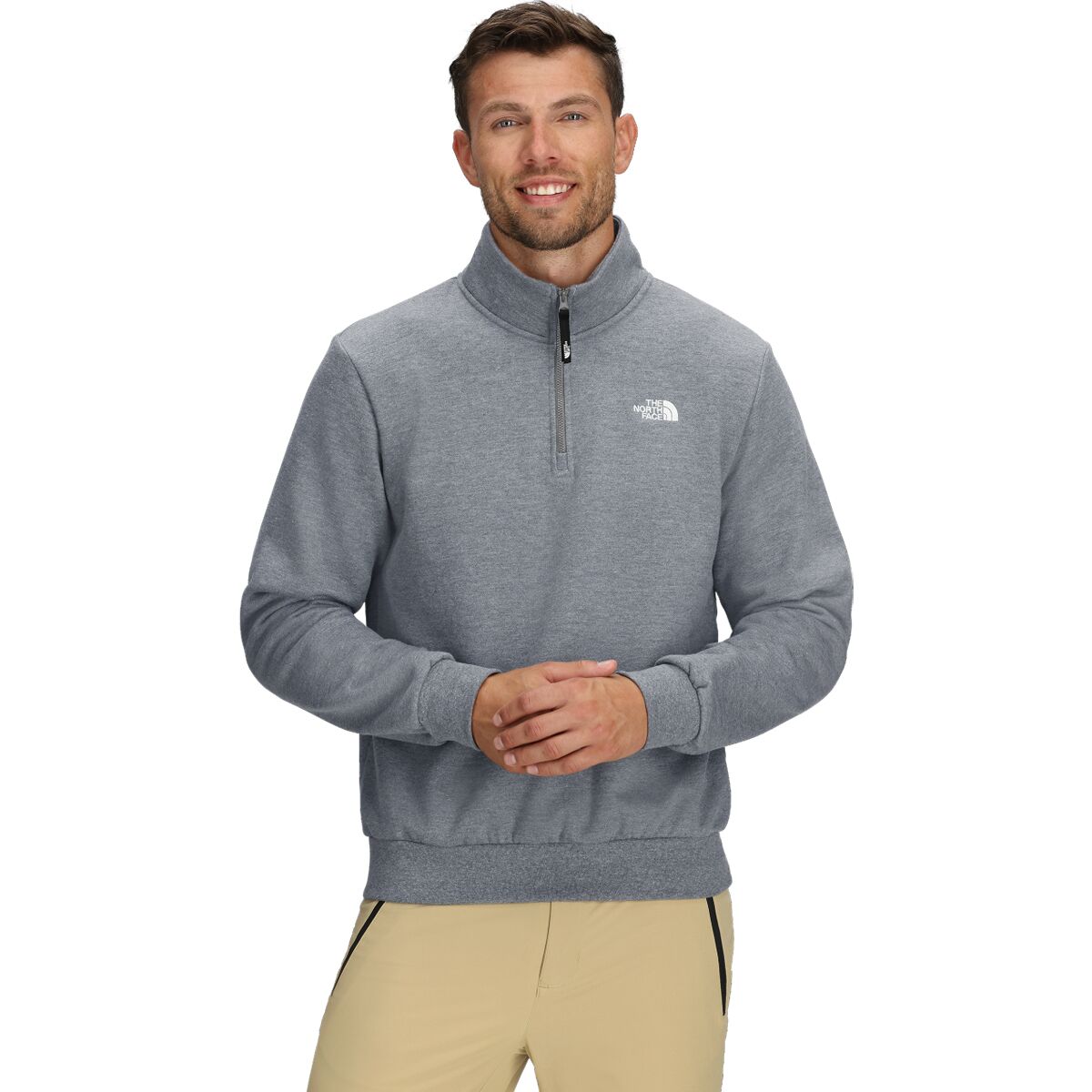 Image of The North Face Evolution Embroidered 1/4-Zip Pullover - Men's TNF Mid Grey Heather, XS