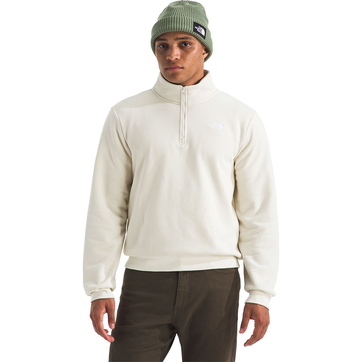 Image of The North Face Evolution Embroidered 1/4-Zip Pullover - Men's White Dune, XL