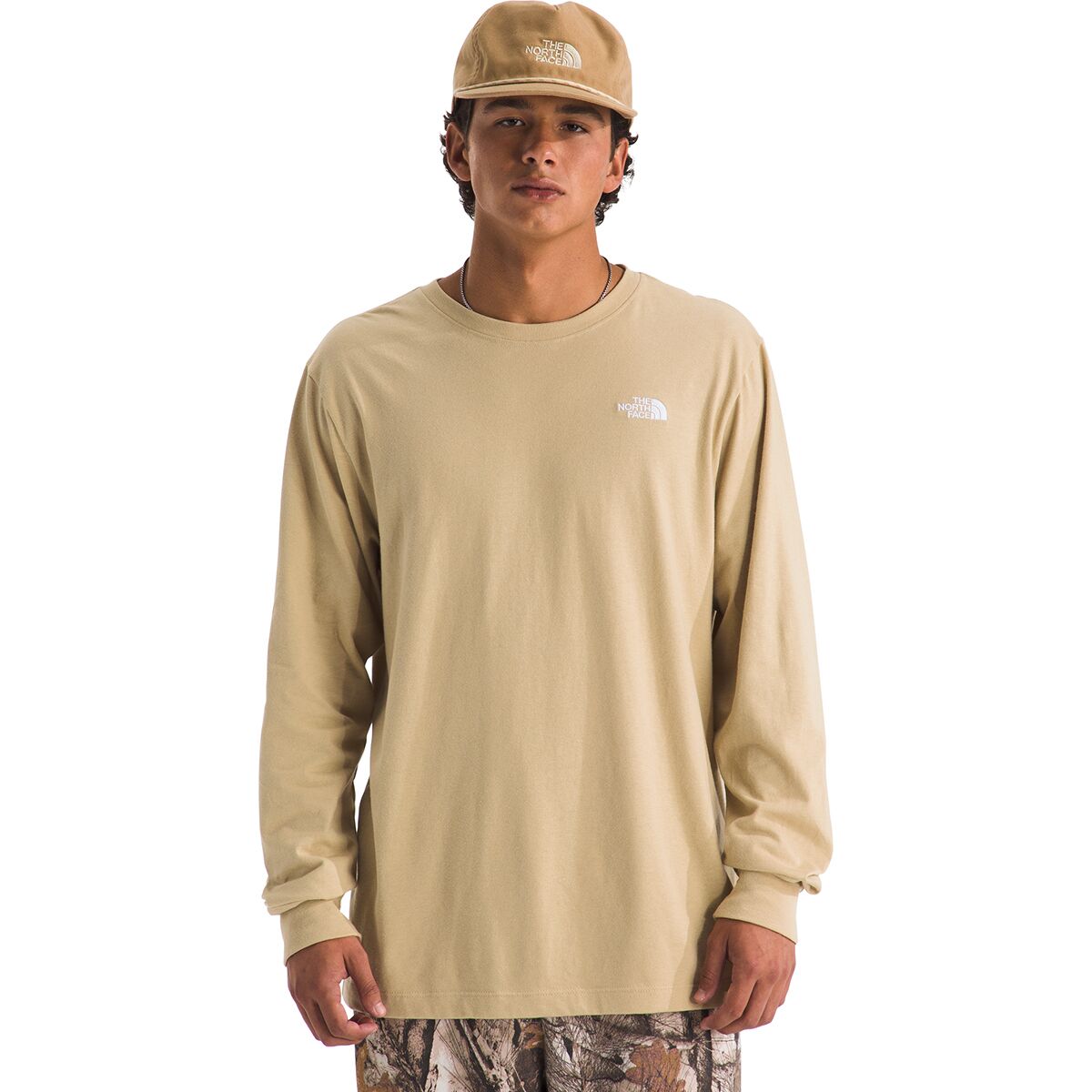 Image of The North Face Evolution Embroidered Long-Sleeve T-Shirt - Men's Khaki Stone, M