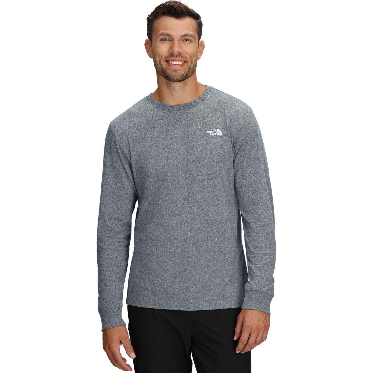 Image of The North Face Evolution Embroidered Long-Sleeve T-Shirt - Men's TNF Mid Grey Heather, M