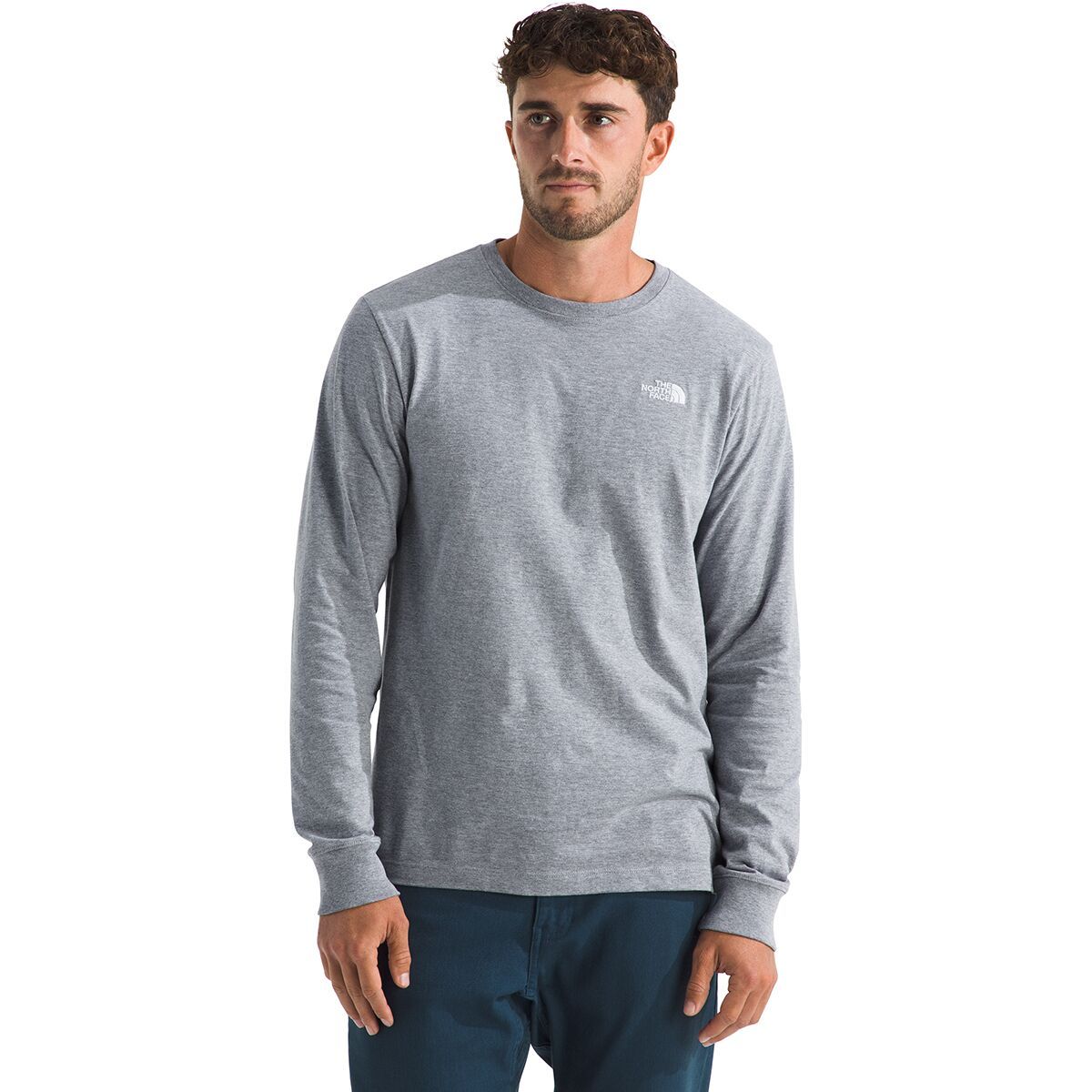 Image of The North Face Evolution Embroidered Long-Sleeve T-Shirt - Men's TNF Pale Grey Heather, M