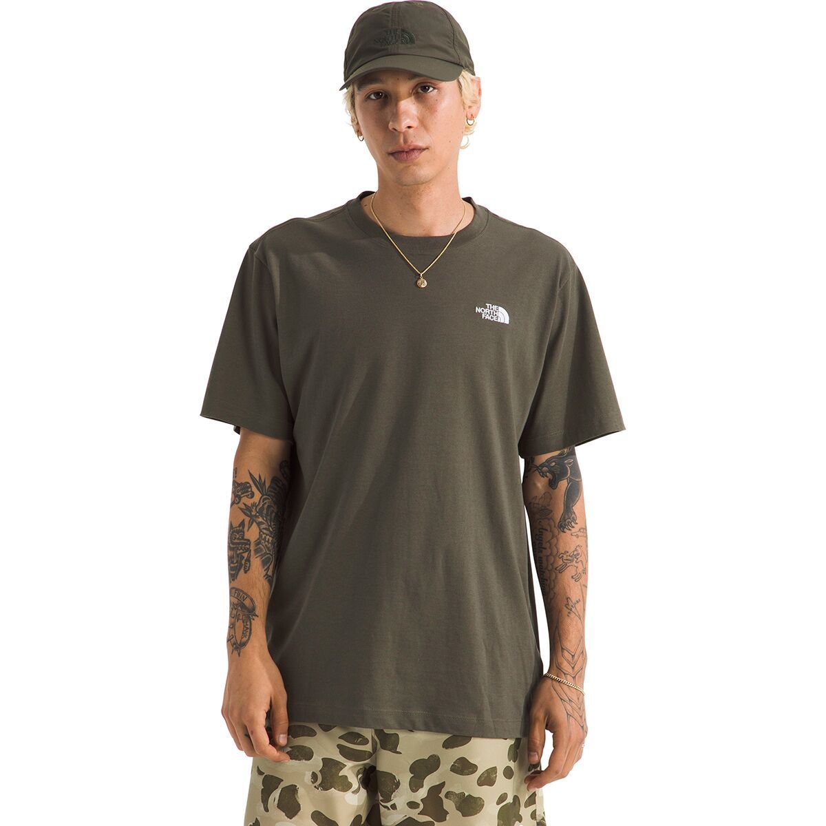 Image of The North Face Evolution Embroidered Short-Sleeve T-Shirt - Men's New Taupe Green, XL