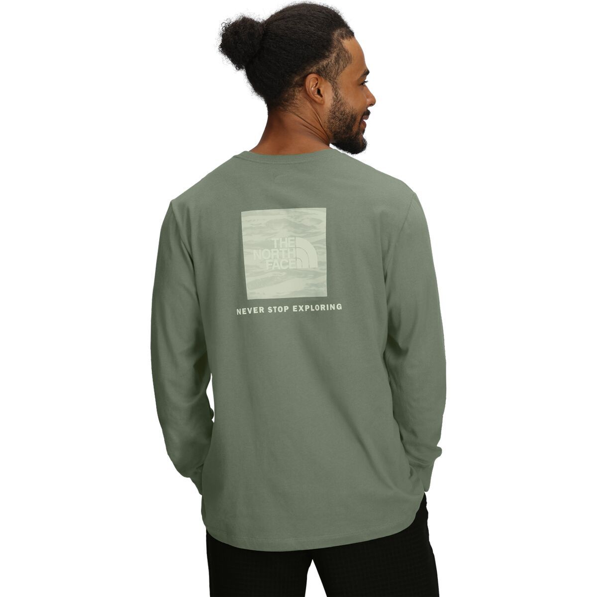 Image of The North Face Evolution Light Ink Box NSE LS Graphic T-Shirt - Men's Bark Mist Light Refractions Print, M