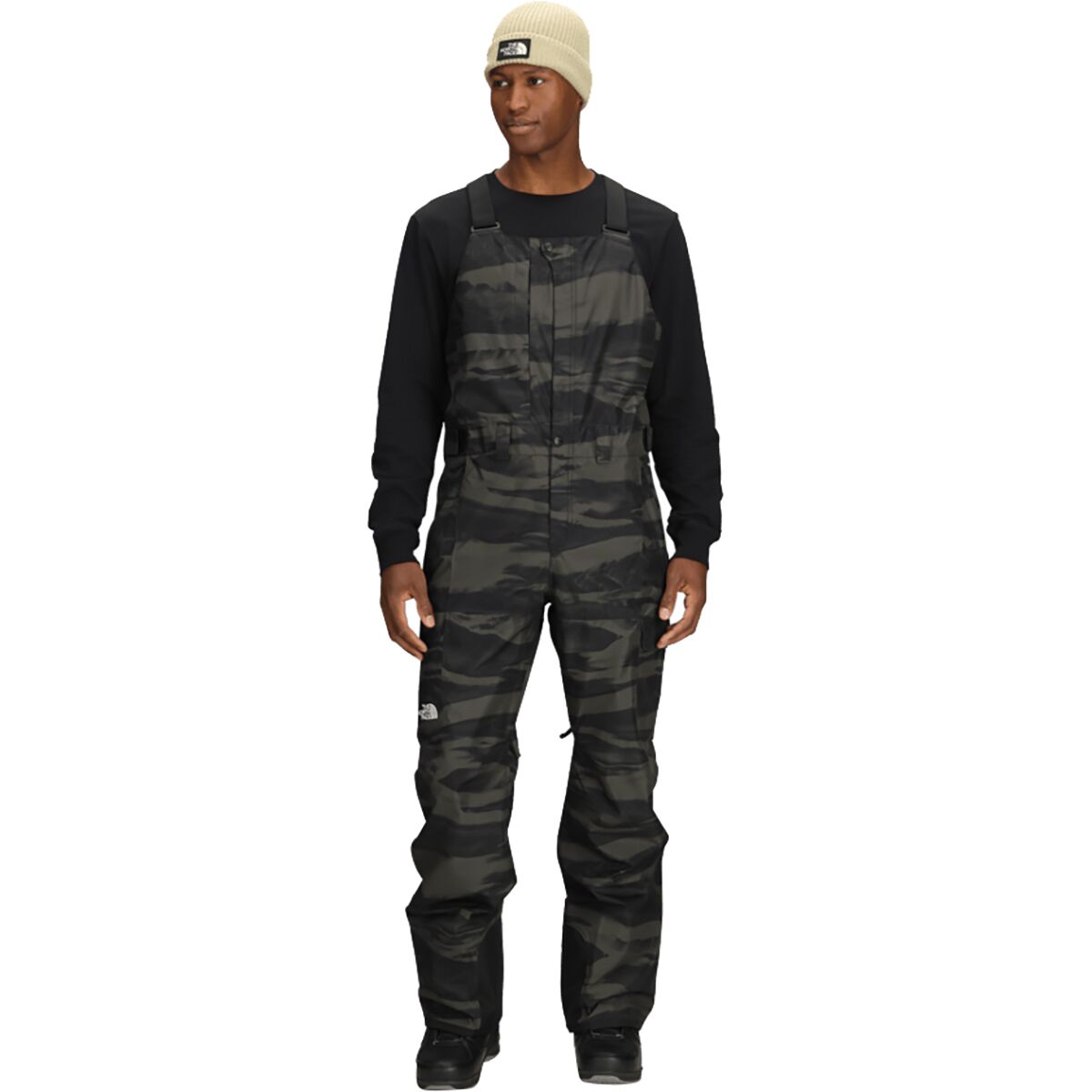 Image of The North Face Freedom Print Bib Pant - Men's New Taupe Green Edge Of Light Print, L/Reg
