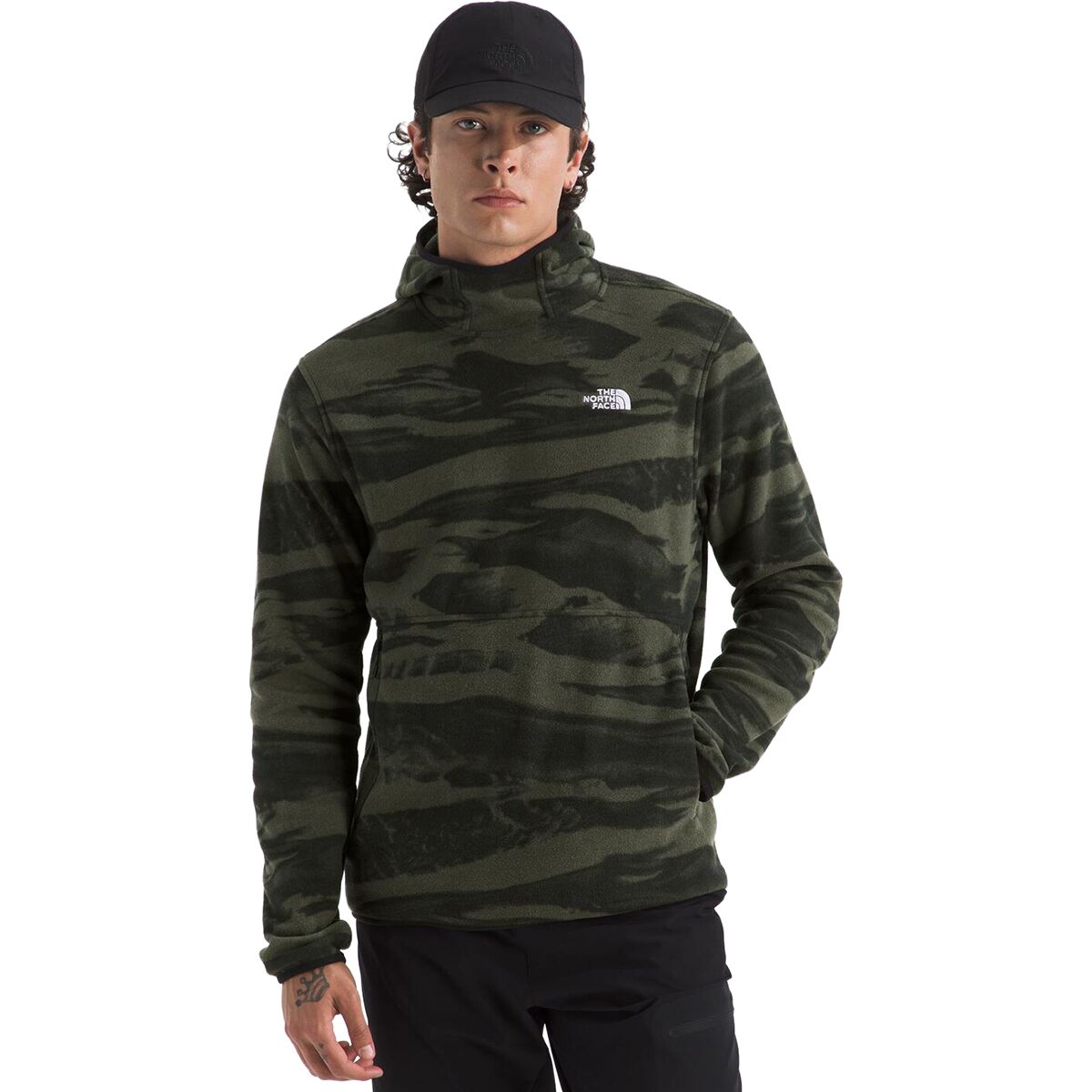 The North Face The North Face Glacier Fleece Pullover Print Hoodie - Men's New Taupe Green Edge Of Light Print, L