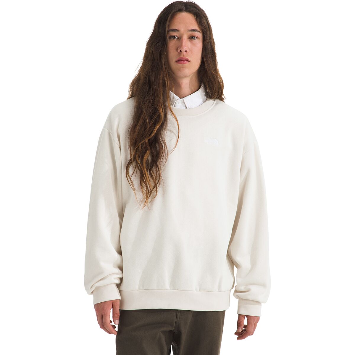 Image of The North Face TNF Core Embroidered Oversized Crew Sweatshirt - Men's White Dune, M