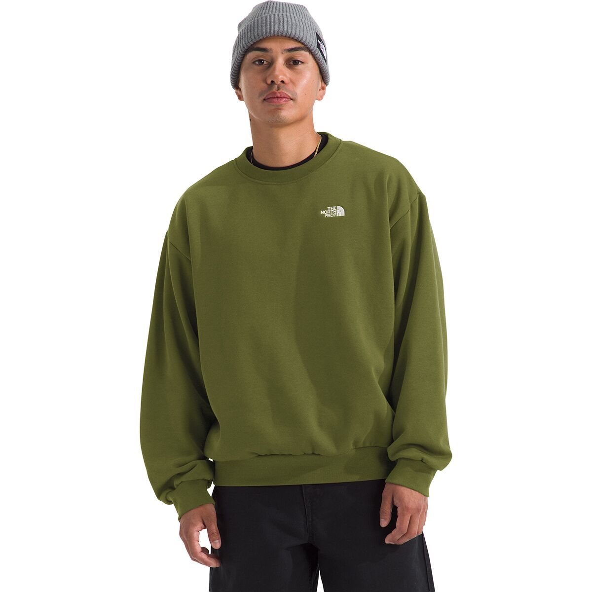 Image of The North Face TNF Core Embroidered Oversized Crew Sweatshirt - Men's Woodland Green, M