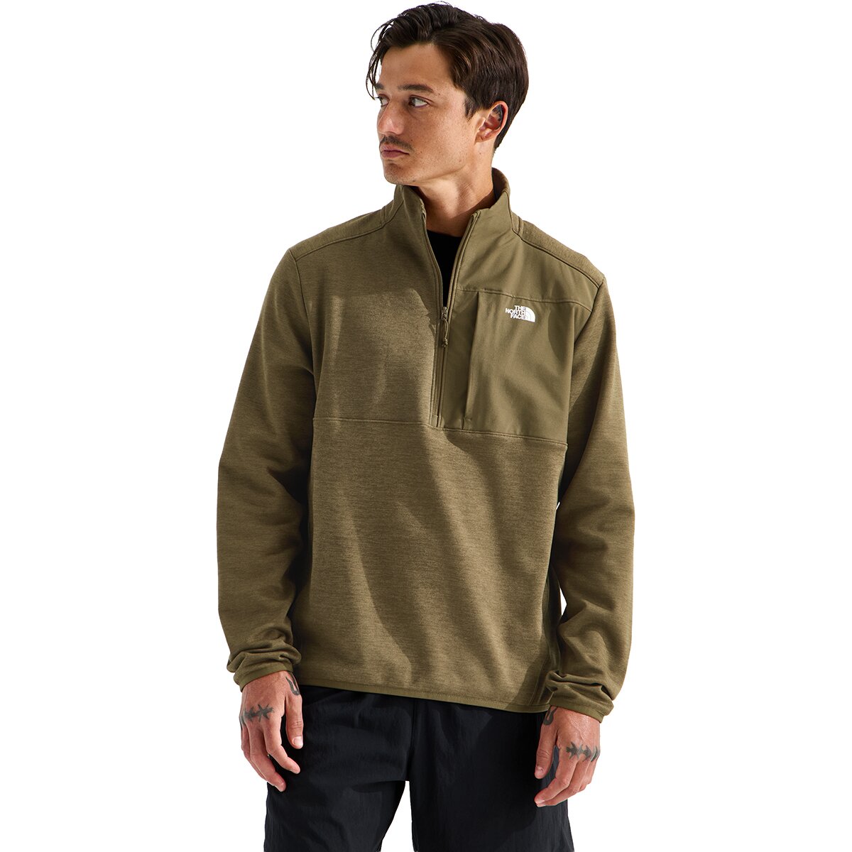 Image of The North Face TNF Performance Fleece 1/4-Zip Jacket - Men's Caraway Seed Dark Heather, M